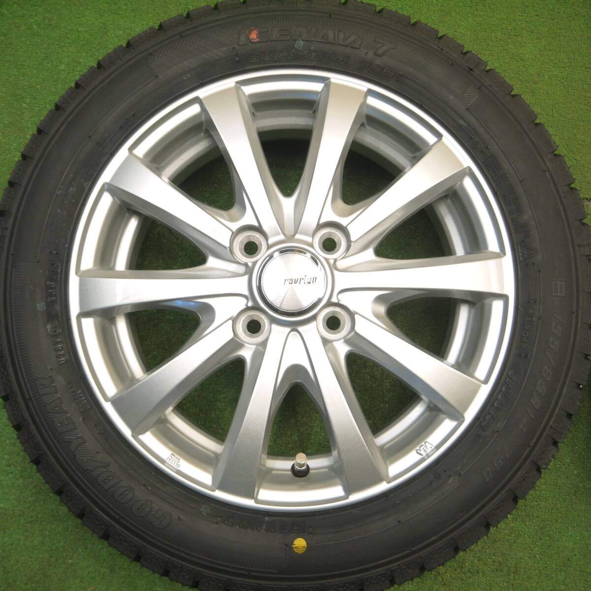 未使用!23年★スタッドレス 155/65R14 グッドイヤー アイスナビ7 ravrion RS01 ラブリオン 14インチ PCD100/4H★5011703Hス