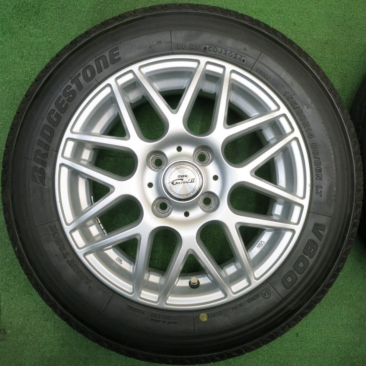 バリ溝!24年!9.5分★155/80R14 88/86N ブリヂストン V600 D.O.S. GaviaL DOS 14インチ PCD100/4H★5032902NJノ