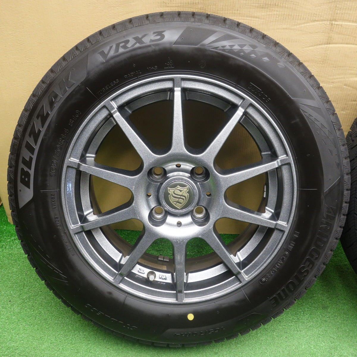バリ溝!25年!ほぼ10分◎スタッドレス 165/70R14 ブリヂストン ブリザック VRX3 社外 アルミ 14インチ PCD100/4H◎6081001KTス