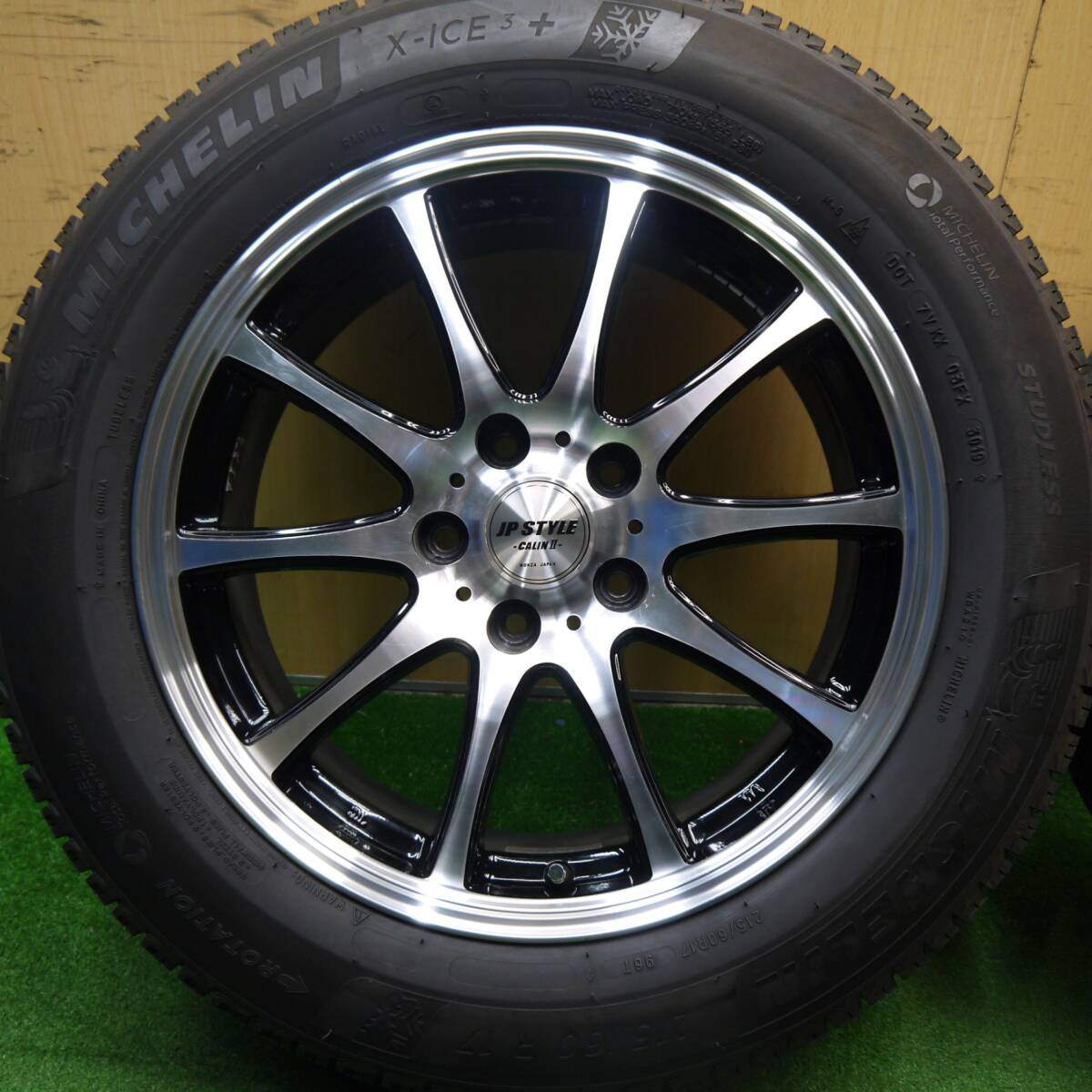 バリ溝!9.5分★スタッドレス 215/60R17 ミシュラン X-ICE3+ JP STYLE CALIN2 MONZA 17インチ PCD114.3/5H★5040404Hス