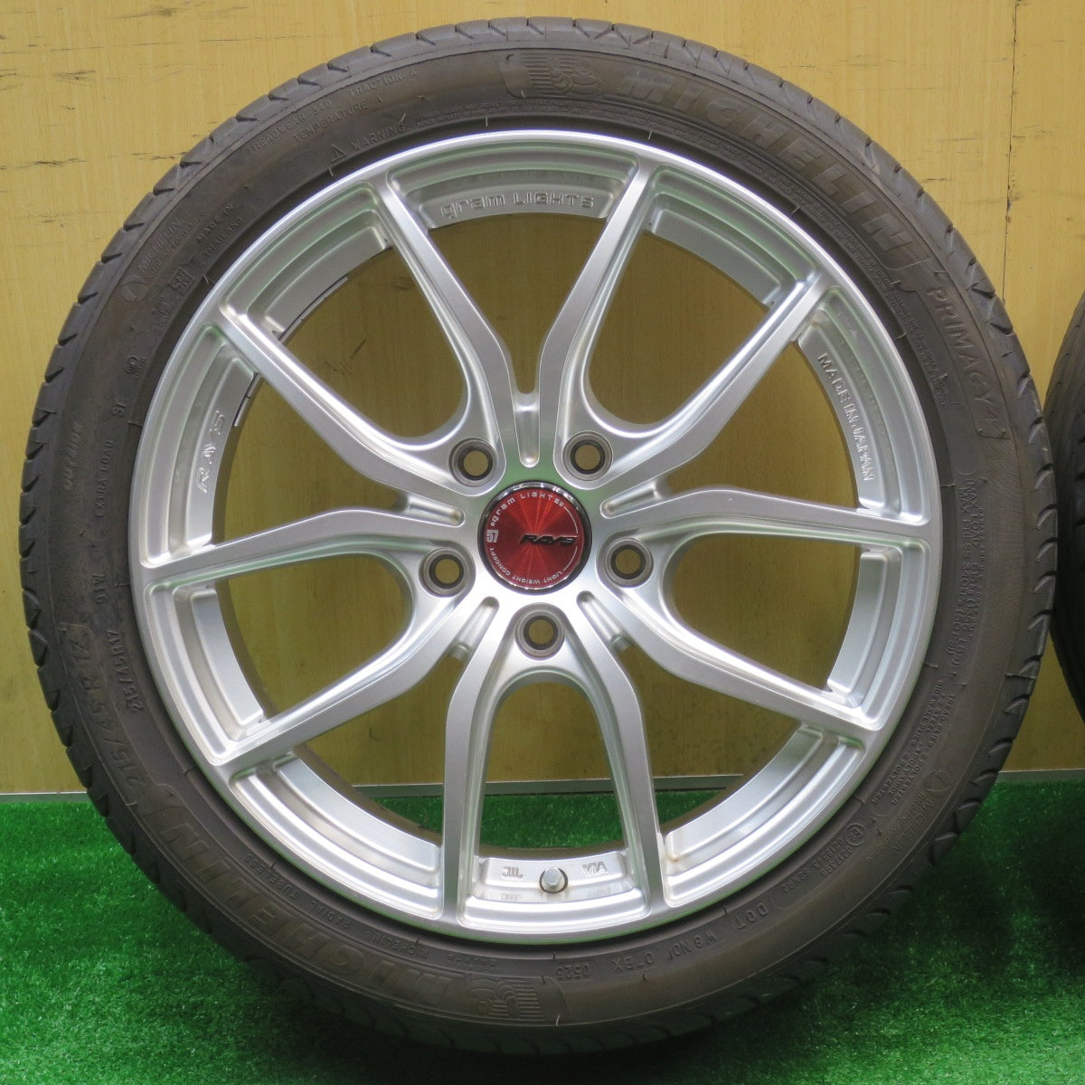 バリ溝!23年!キレイ!9分★RAYS 57 gram LIGHTS GL-57FXX 215/45R17 ミシュラン プライマシー4 レイズ グラムライツ 17インチ PCD114.3/5H★5102404NJノ