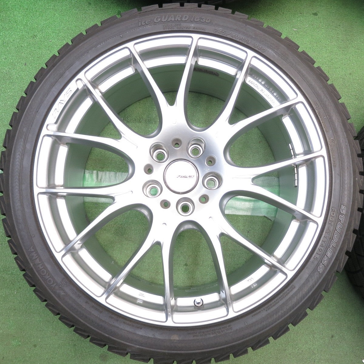 バリ溝!9.5分◎BMW 等 RAYS HOMURA 2X7 245/40R19 スタッドレス ヨコハマ アイスガード iG30 レイズ ホムラ 2×7 19インチ PCD120/5H◎6101103HAス