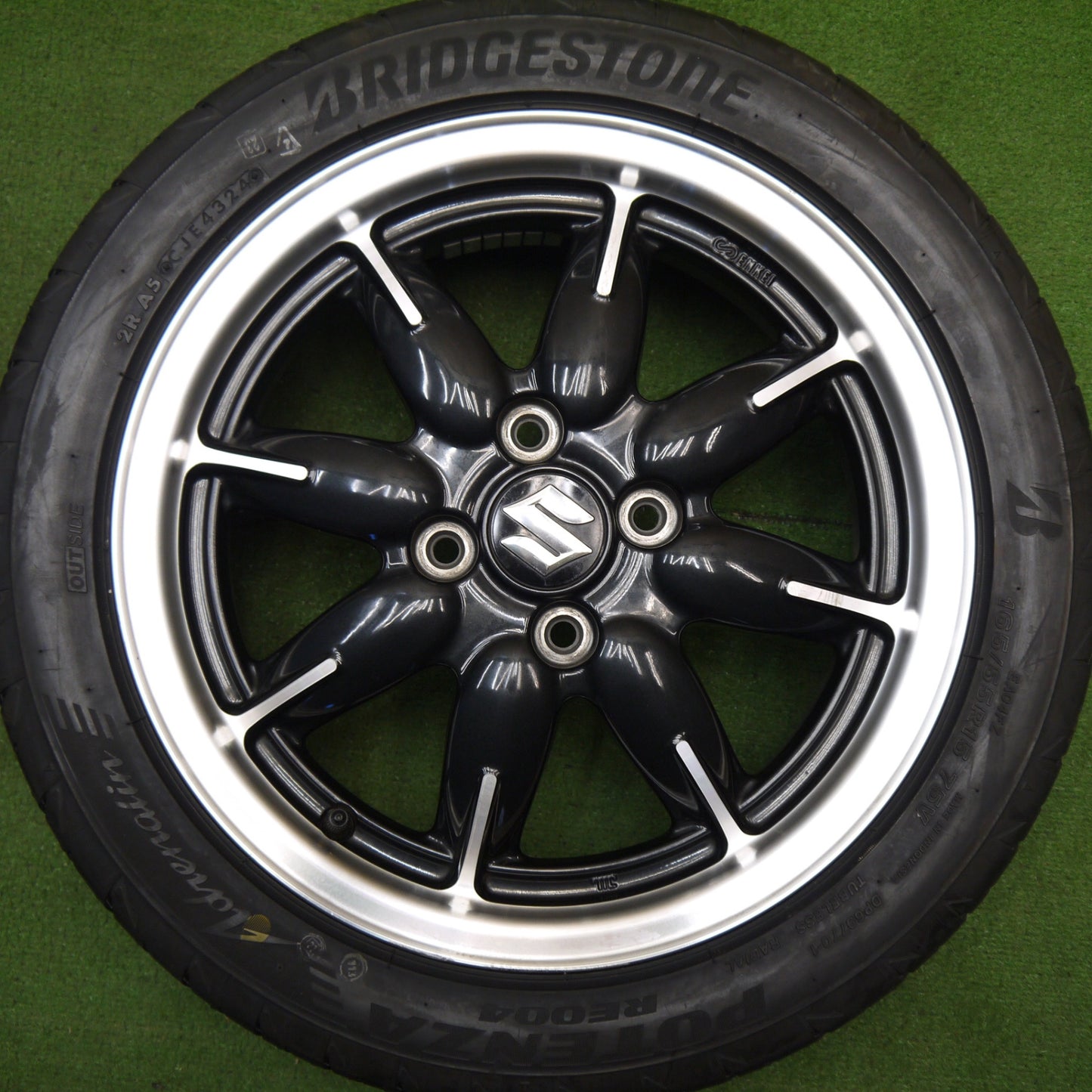 タイヤ未使用!24年!キレイ★スズキ アルト ターボ RS 純正 165/55R15 ブリヂストン ポテンザ RE004 15インチ PCD100/4H★5052102Hノ