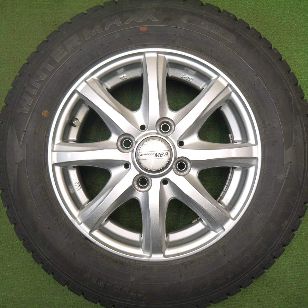キレイ!22年★スタッドレス 145/80R13 ダンロップ ウインターマックス WM02 MACBES MB8 マクベス 13インチ PCD100/4H★5040809Hス