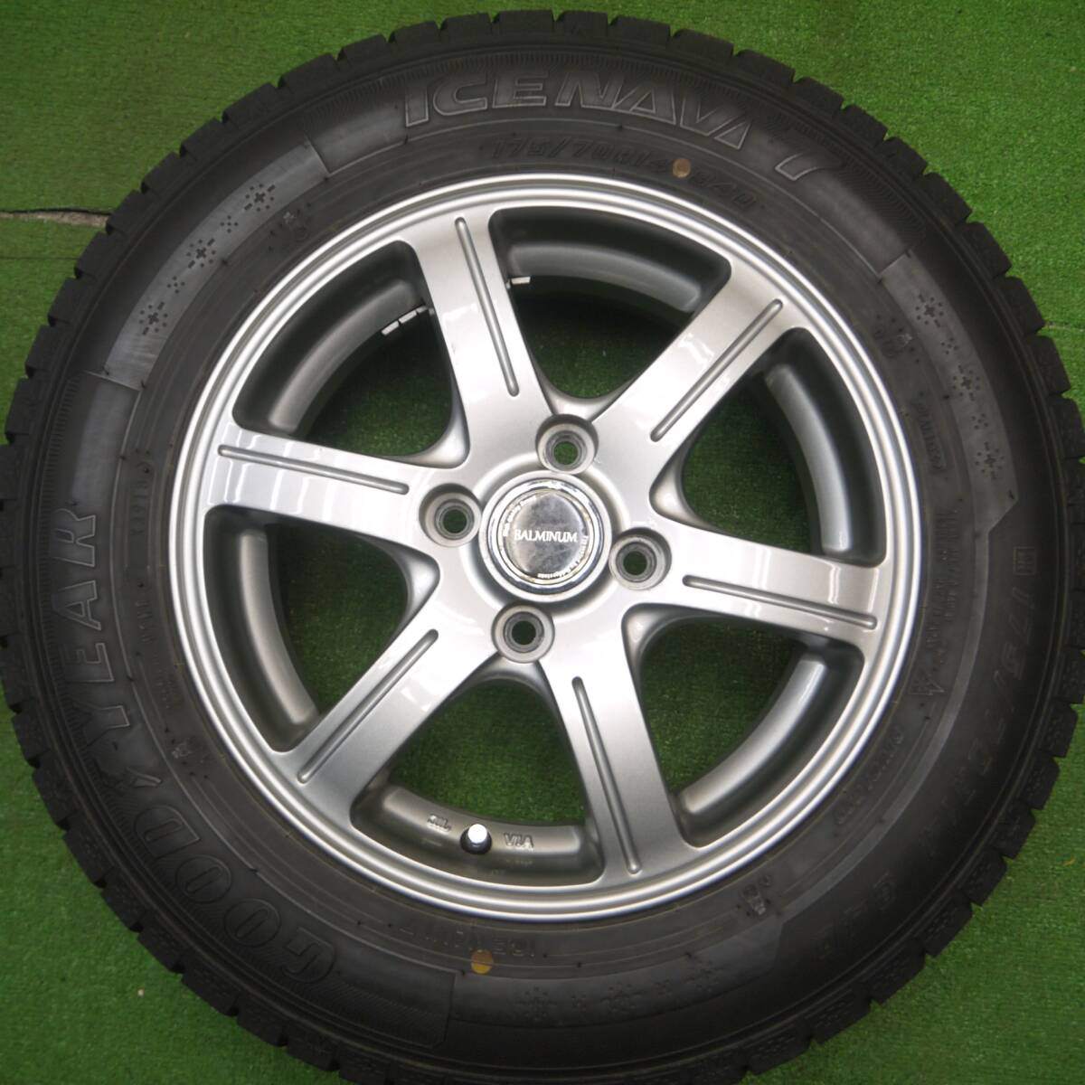 バリ溝!9分★スタッドレス 175/70R14 グッドイヤー アイスナビ7 BALMINUM バルミナ 14インチ PCD100/4H★4122404Hス