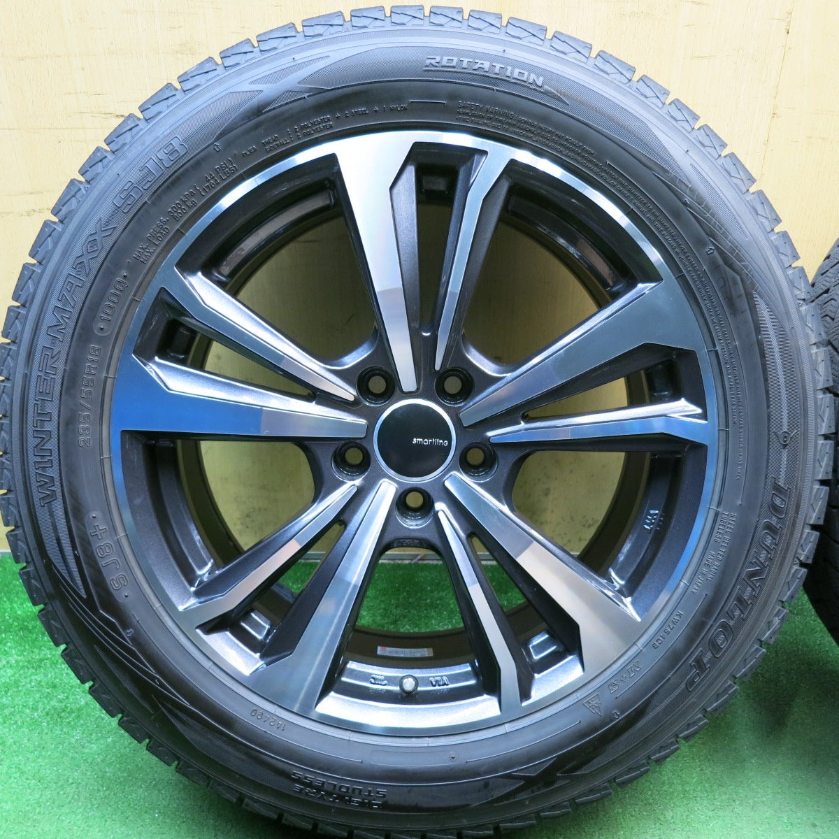 バリ溝!23年!キレイ!9.5分◎ワーゲン 等 smartline 365 235/55R18 スタッドレス ダンロップ ウインターマックス SJ8 SJ8+ スマートライン 18インチ PCD112/5H◎6100803HAス