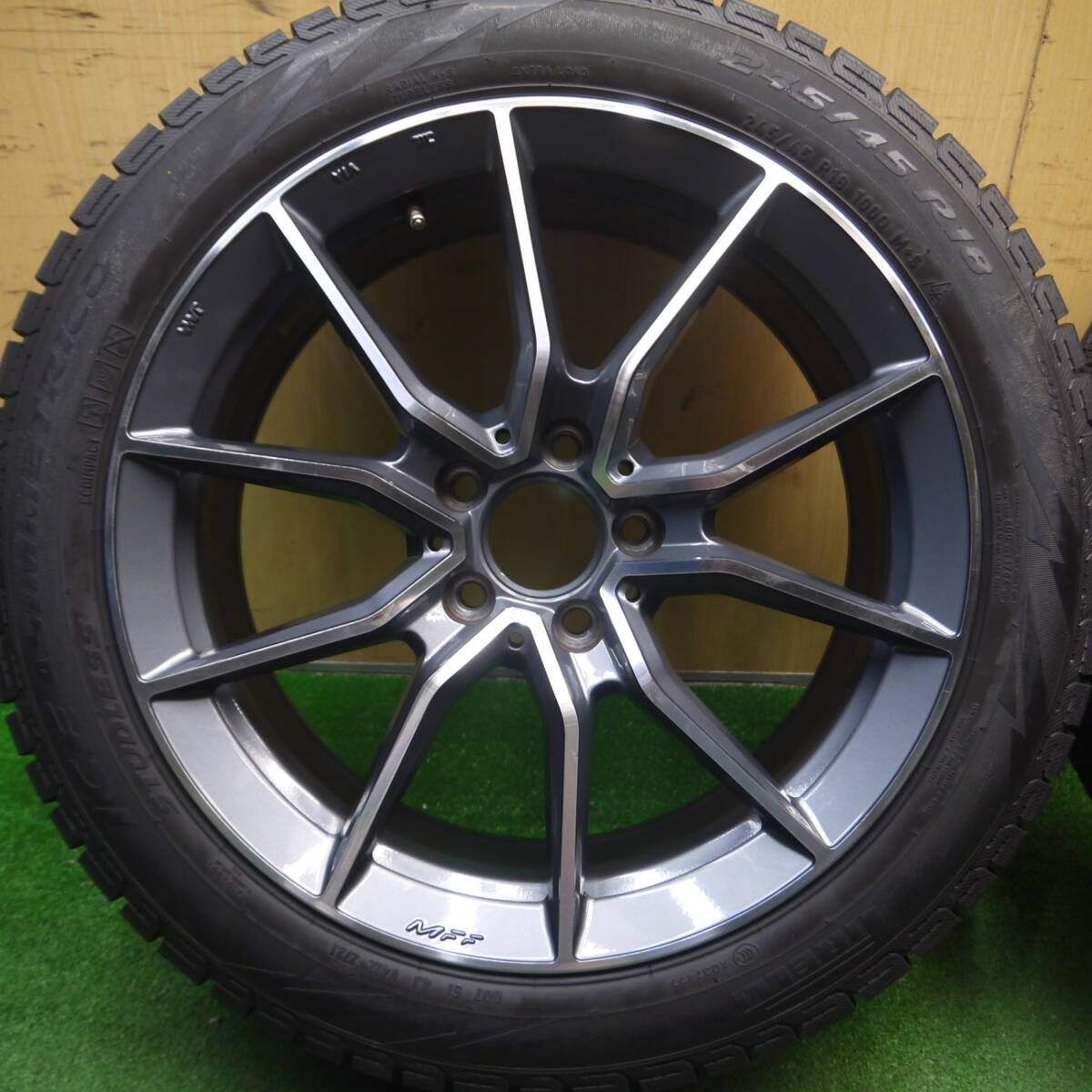 超バリ溝!21年!キレイ!9.5分以上★ベンツ 等 MAK MFF アルジェントFF 245/45R18 スタッドレス ピレリ アイスアシンメトリコ 18インチ PCD112/5H★5022803Hス