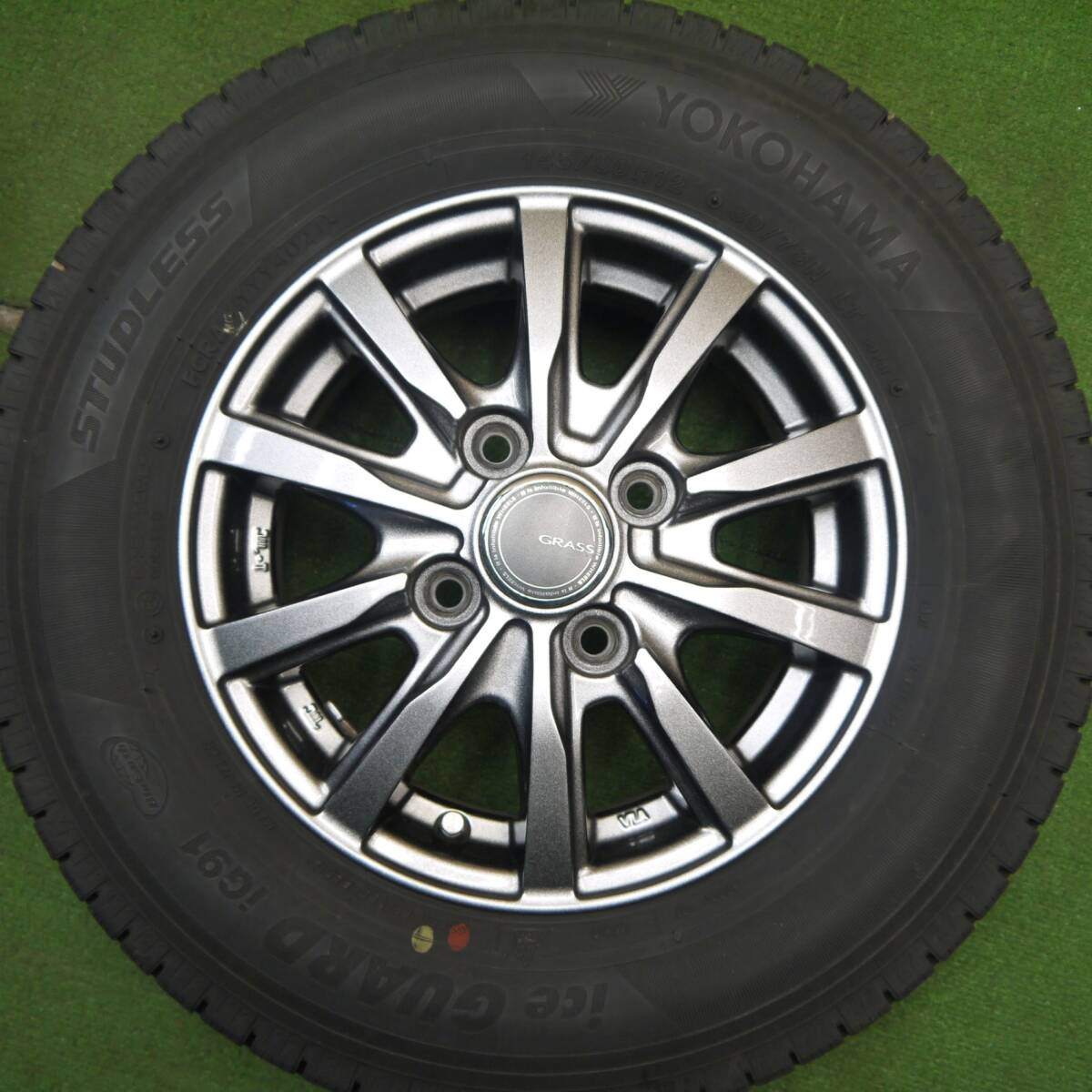 バリ溝!21年!キレイ!9.5分★スタッドレス 145/80R12 80/78N ヨコハマ アイスガード iG91 GRASS グラス 12インチ PCD100/4H★5040803Hス