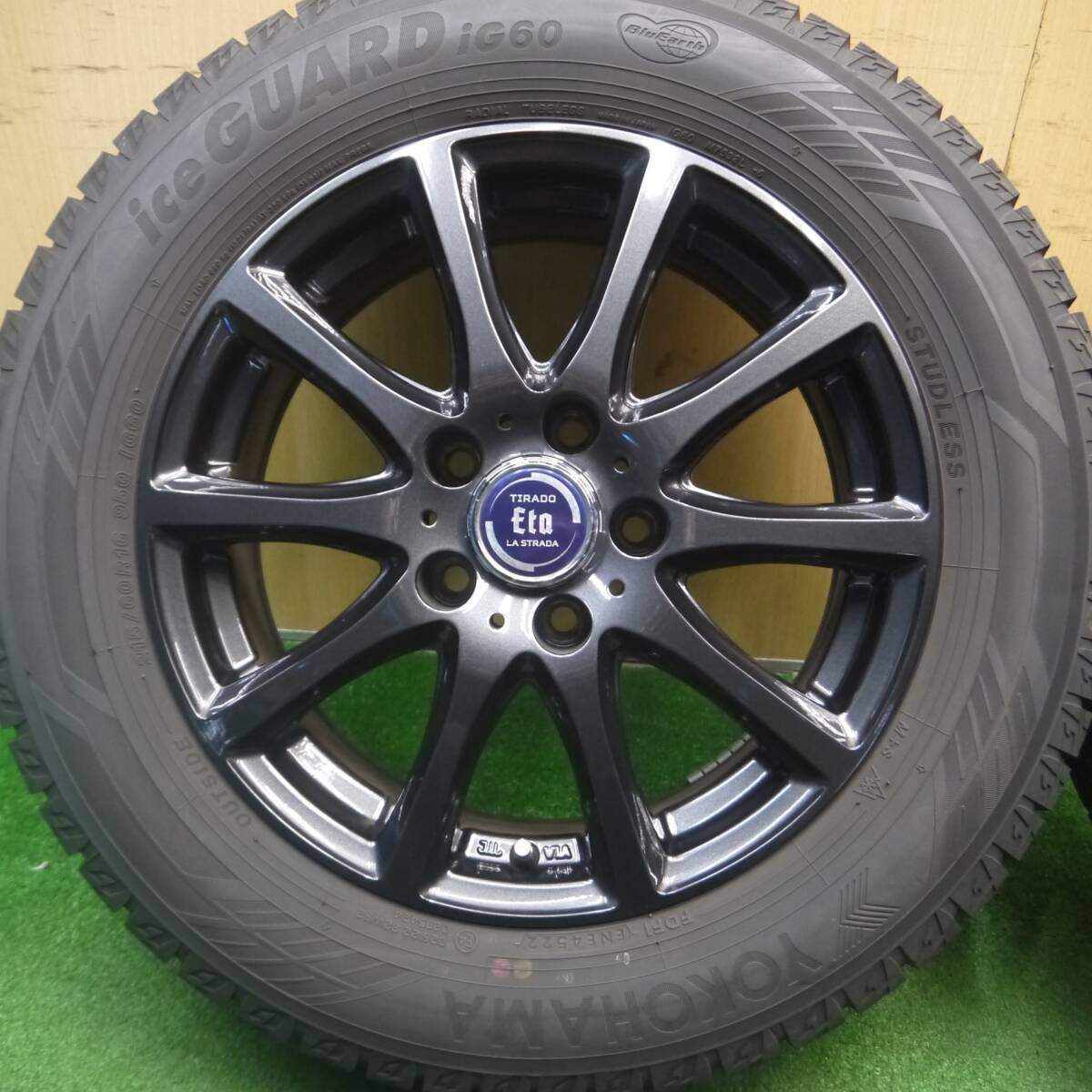 バリ溝!22年!キレイ!9.5分★スタッドレス 215/60R16 ヨコハマ アイスガード iG60 TIRADO Eta LA STRADA 16インチ PCD114.3/5H★5020510Hス