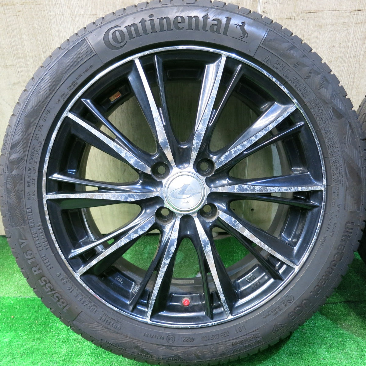 バリ溝!22年!9.5分★LEONIS WX 185/55R16 コンチネンタル ウルトラコンタクト UC6 16インチ レオニス PCD100/4H★5050207HAノ