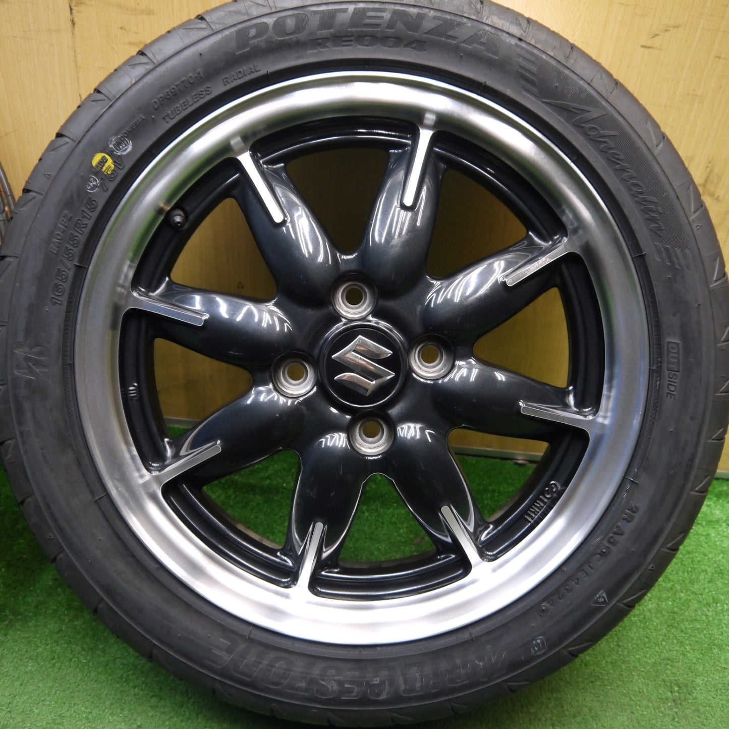 タイヤ未使用!24年!キレイ★スズキ アルト ターボ RS 純正 165/55R15 ブリヂストン ポテンザ RE004 15インチ PCD100/4H★5052102Hノ
