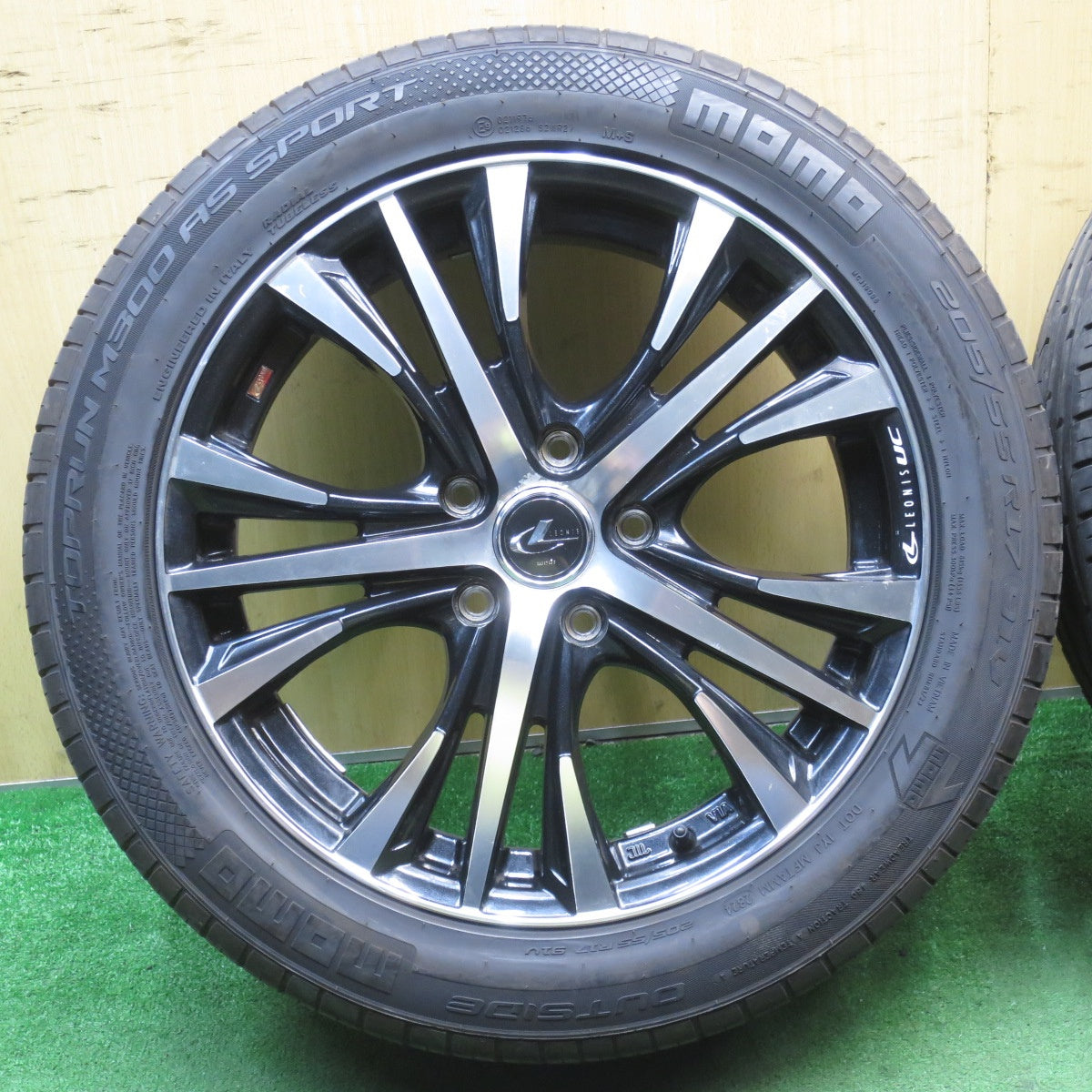 バリ溝!24年!9.5分★LEONIS UC 205/55R17 モモ トップラン M300 AS SPORT 17インチ レオニス PCD114.3/5H★5063001NJノ
