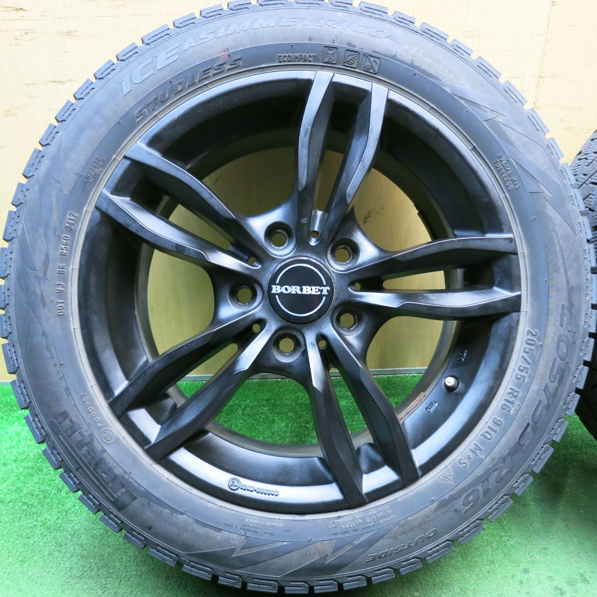 バリ溝!8.5分★BMW 等 MAK LUFT 205/55R16 スタッドレス ピレリ アイスアシンメトリコ BORBET ルフト 15インチ PCD120/5H★5080702HAス