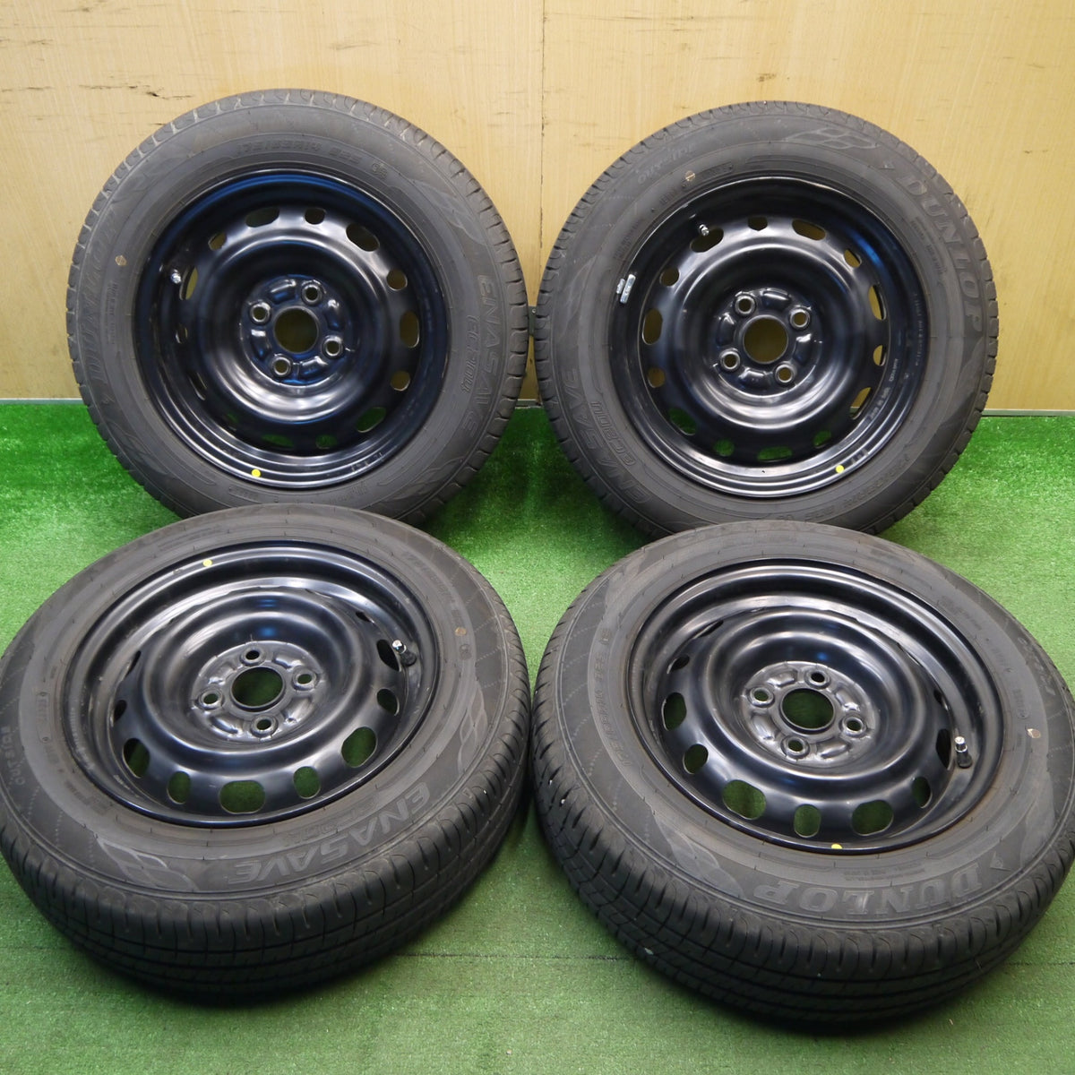 バリ溝!9.5分★マツダ デミオ 純正 スチール 175/65R14 ダンロップ エナセーブ EC204 14インチ PCD100/4H★6011604Hノ