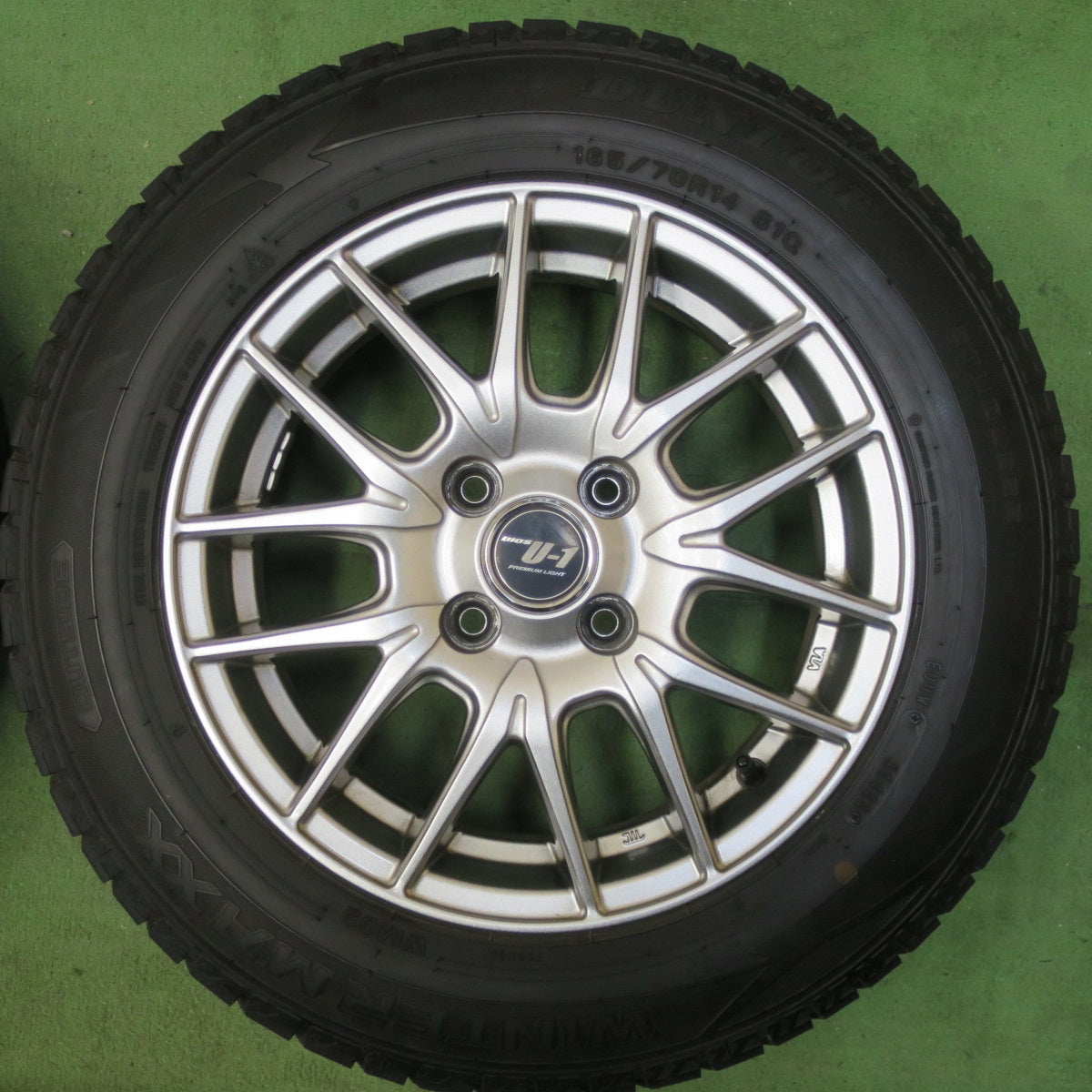 バリ溝!23年!キレイ!9.5分★スタッドレス 165/70R14 ダンロップ ウインターマックス WM02 DIOS U-1 PREMIUM LIGHT 14インチ PCD100/4H★5052903TTス