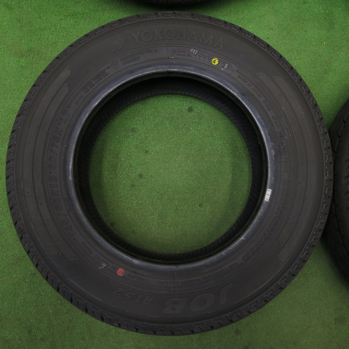 新車外し!25年★145/80R12 80/78N ヨコハマ JOB RY52 タイヤ 12インチ ハイゼット キャリイ エブリイ アトレー 等★6030603NGノタ
