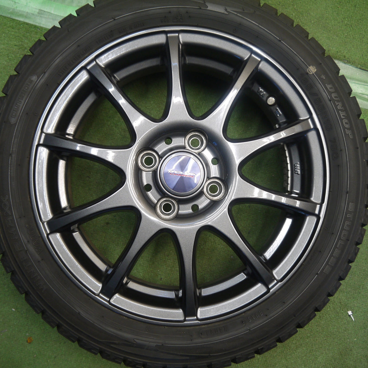 バリ溝!23年!キレイ!9.5分◎スタッドレス 165/55R15 ダンロップ ウインターマックス WM02 VELVA CHARGE ヴェルヴァ 15インチ PCD100/4H◎6100602Hス