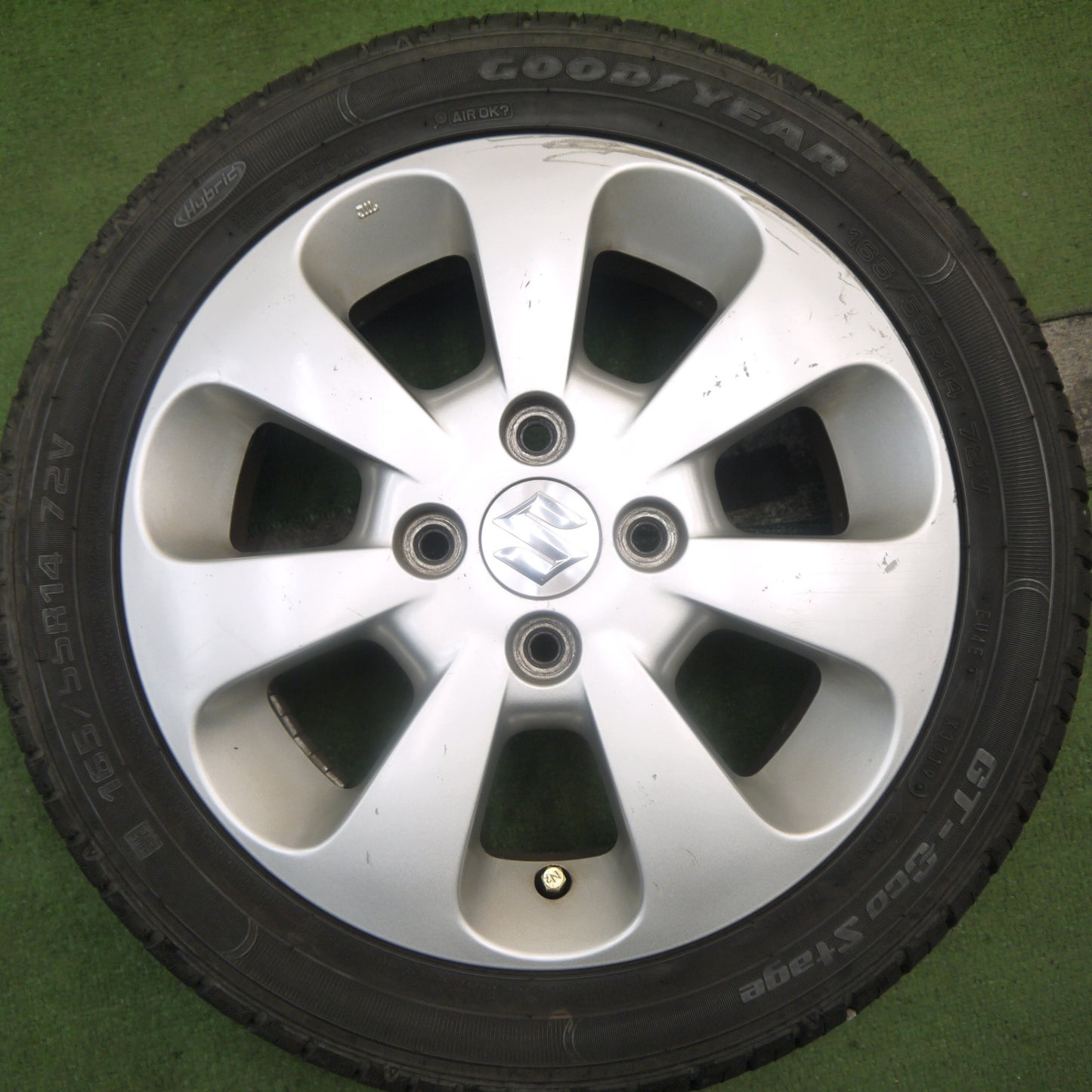 バリ溝!8.5分★スズキ パレット 純正 165/55R14 グッドイヤー GT-Eco Stage 14インチ PCD100/4H★5091201Hノ