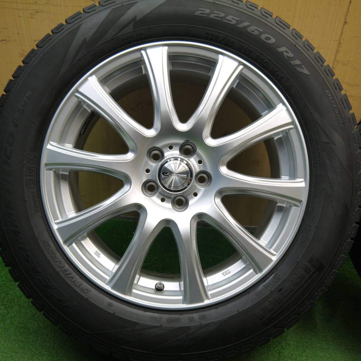 バリ溝!キレイ!8.5分★フォレスター 等 225/60R17 スタッドレス ピレリ アイスアシンメトリコ プラス LAUFBAHN ラウフバーン 17インチ PCD100/5H★5031203Hス