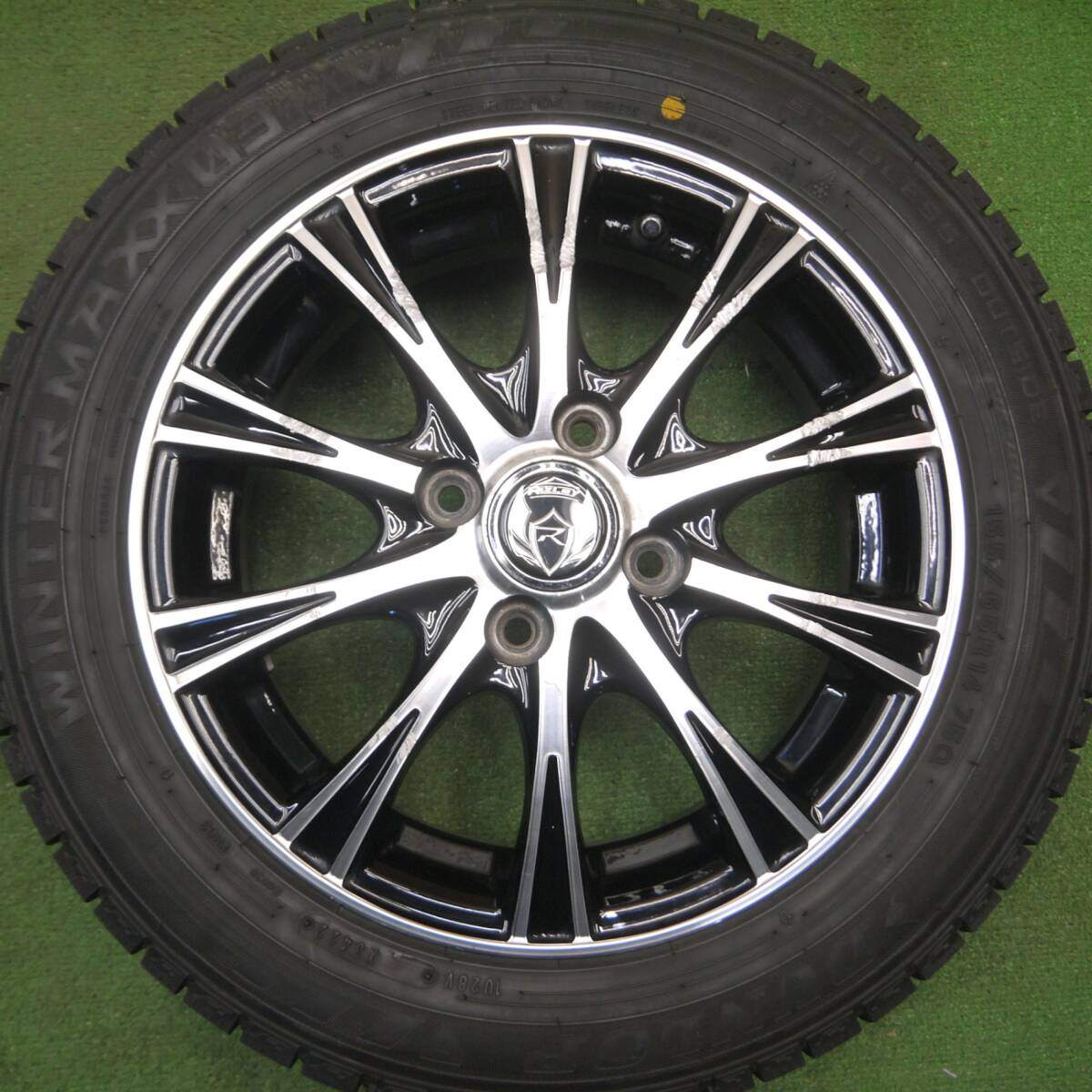 バリ溝!22年!9.5分以上★スタッドレス 155/65R14 ダンロップ ウインターマックス 03 RiZLEY ライツレー 14インチ PCD100/4H★5011713Hス