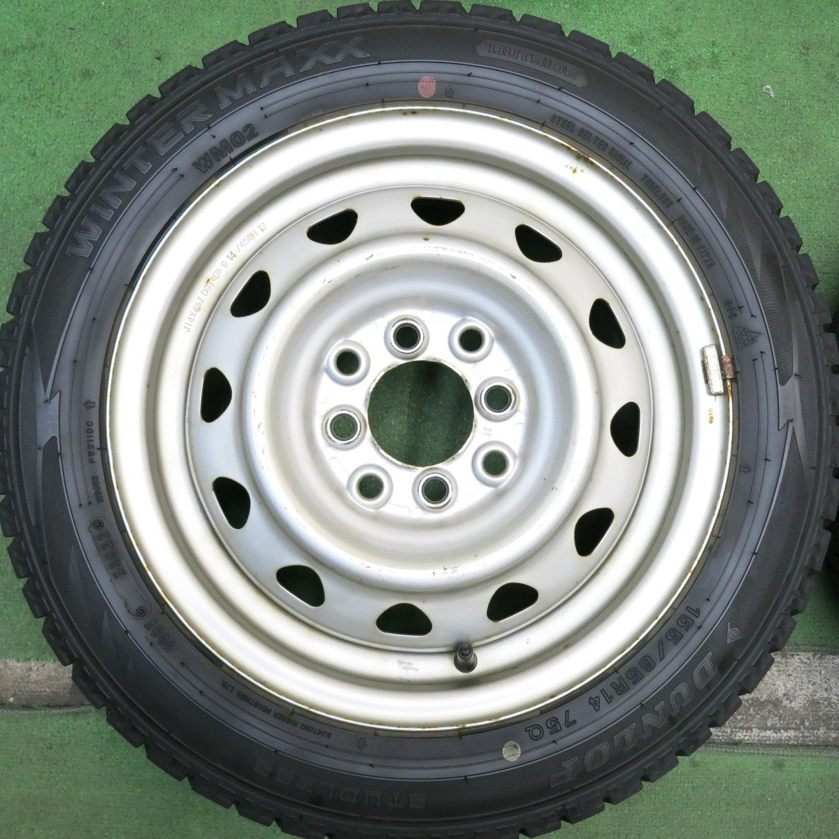 バリ溝!22年!9分★スタッドレス 155/65R14 ダンロップ ウインターマックス WM02 スチール ホイール PCD 100 114.3/4H マルチ★5083107HAス