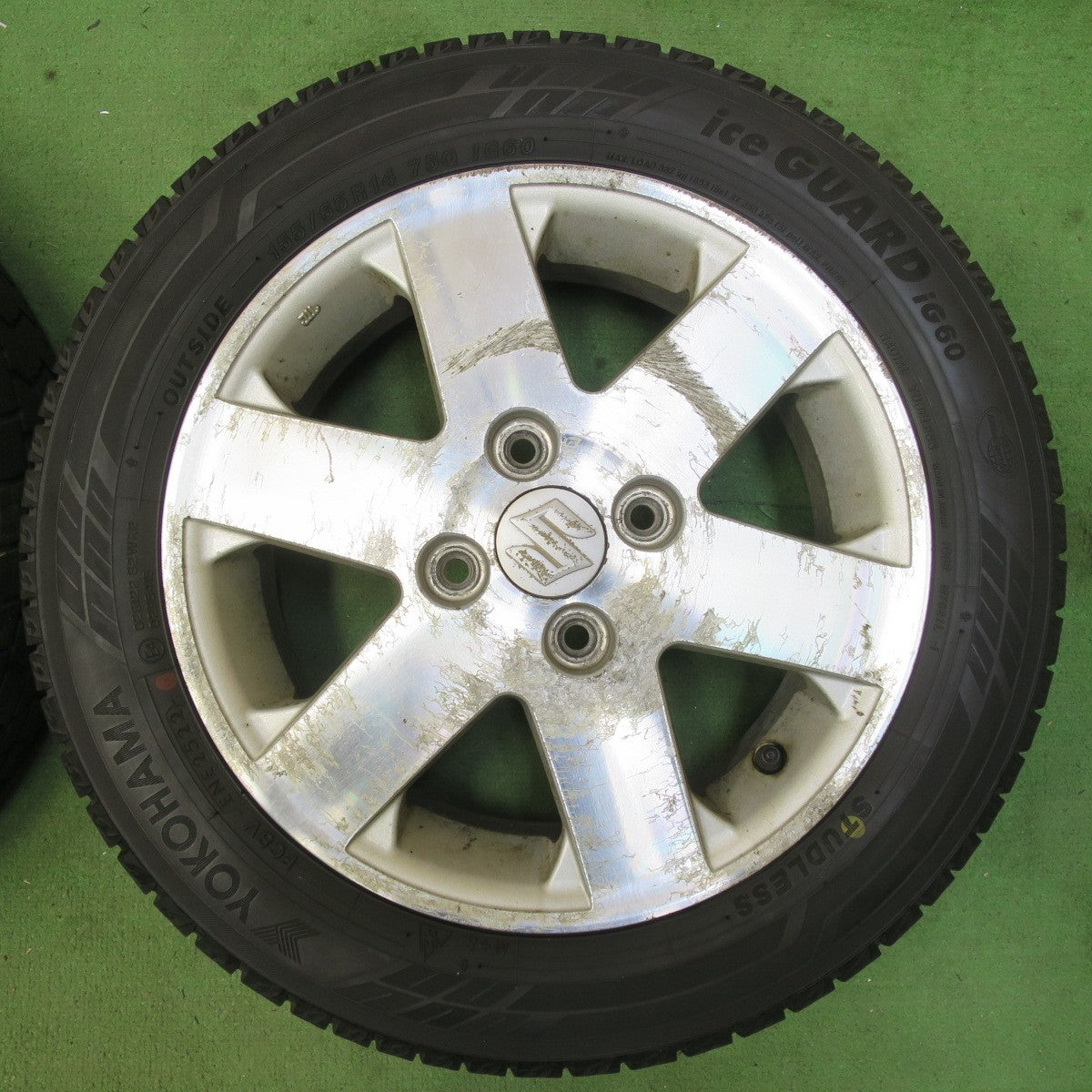 4本価格!23年★スズキ ワゴンR 純正 155/65R14 スタッドレス グッドイヤー アイスナビ7 ヨコハマ アイスガード iG60 14インチ PCD100/4H★5063010イス