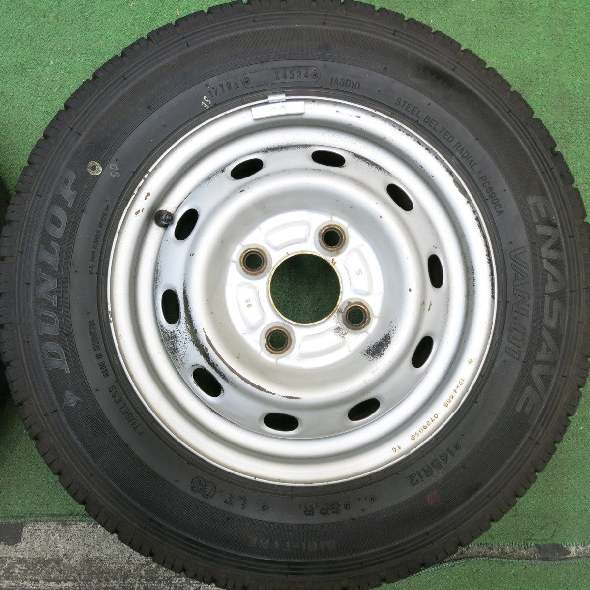 バリ溝!24年!ほぼ10分★145R12 6PR ダンロップ エナセーブ VAN01 スチール ホイール 12インチ PCD100/4H★5092802HAノ
