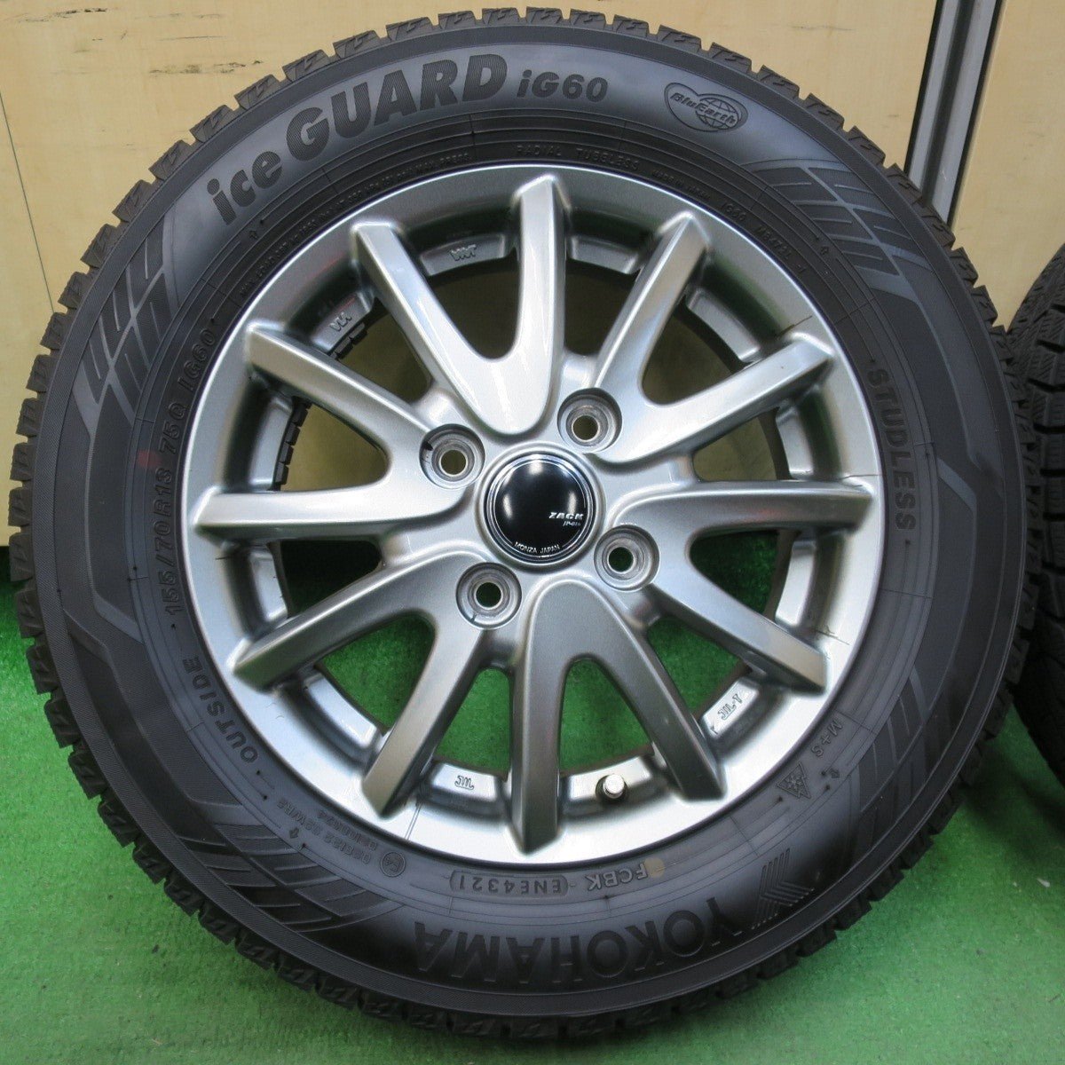 キレイ 21年★スタッドレス 155/70R13 ヨコハマ アイスガード iG60 ZACK JP-016 MONZA ザック 13インチ PCD100/4H★5010414イス