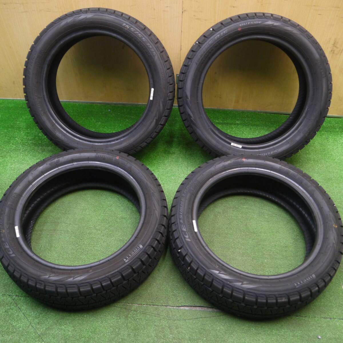 バリ溝!21年!ほぼ10分★スタッドレス 165/55R15 ピレリ アイスアシンメトリコ タイヤ 15インチ 軽自動車 ワゴンR ムーヴ タント スペーシア等★5011701Hスタ