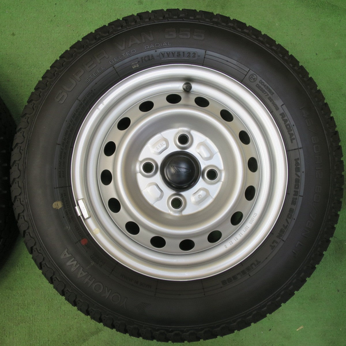 バリ溝!22年!キレイ!ほぼ10分★ダイハツ ハイゼット 純正 スチール 145/80R12 80/78N ヨコハマ SUPER VAN 355 12インチ PCD100/4H★5042507イノ