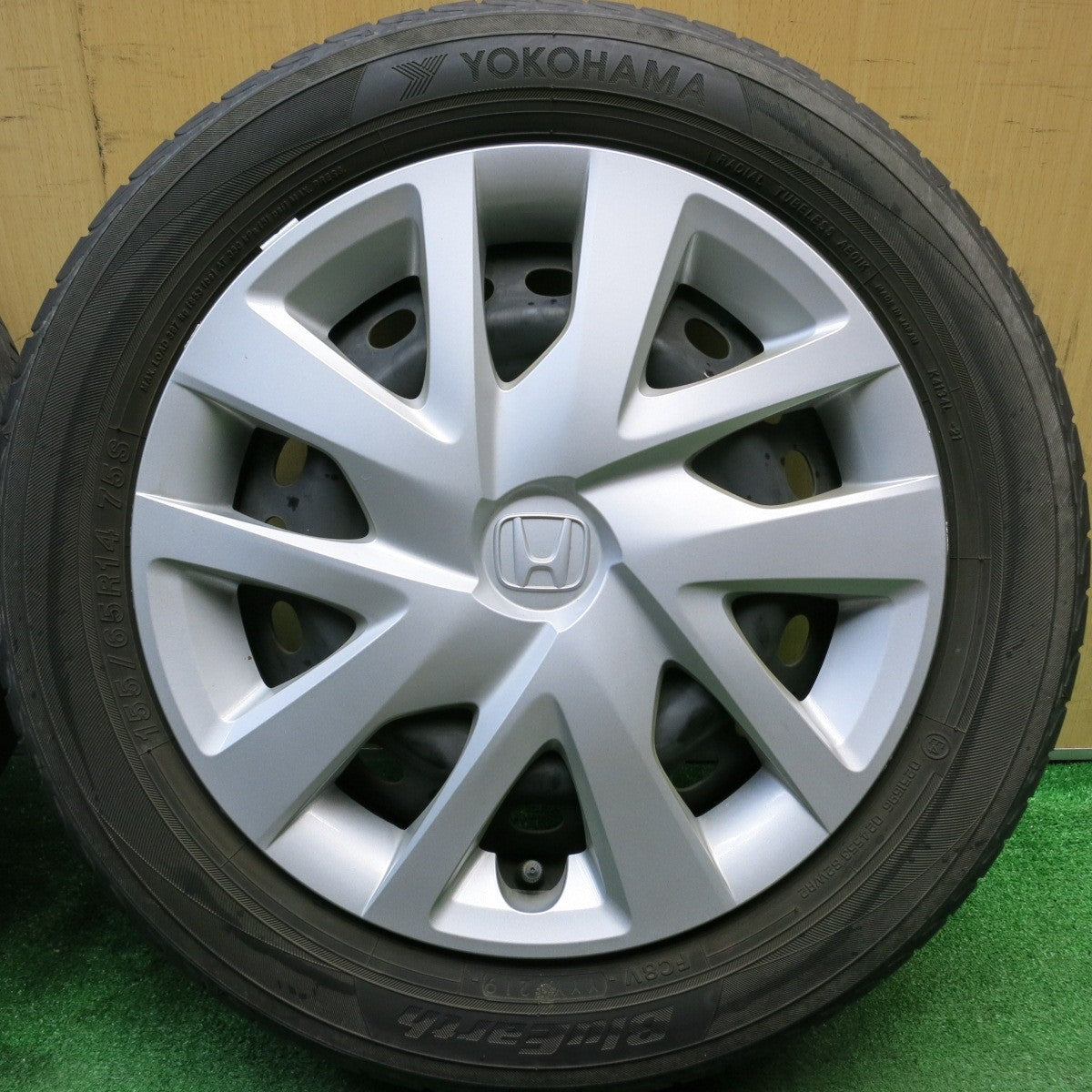 4本価格★ホンダ N-BOX 純正 スチール 155/65R14 ヨコハマ ブルーアース 14インチ Nボックス PCD100/4H★5042711HAノ