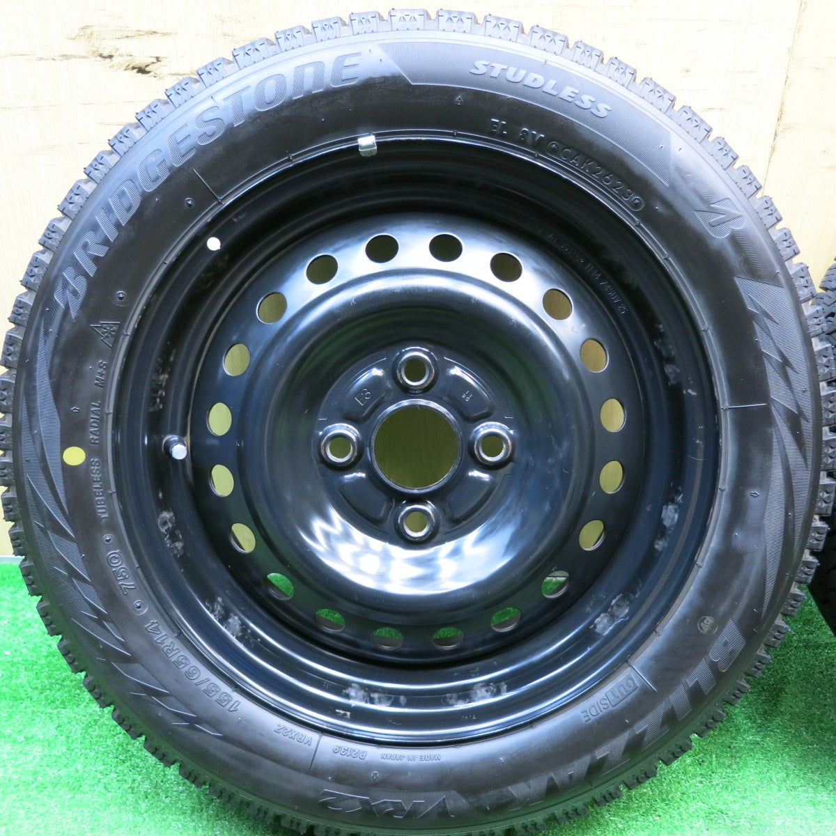 バリ溝!23年!キレイ!9分★スタッドレス 155/65R14 ブリヂストン ブリザック VRX2 スチール ホイール 14インチ PCD100/4H★5050503HAス