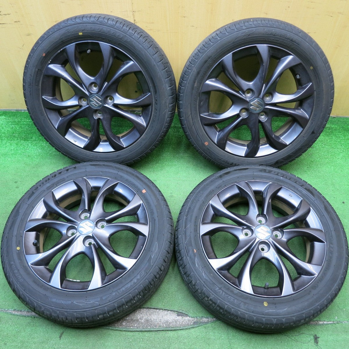 バリ溝!23年!8.5分★スズキ ソリオ 純正 165/60R15 ダンロップ エナセーブ EC204 15インチ PCD100/4H★5061307HAノ