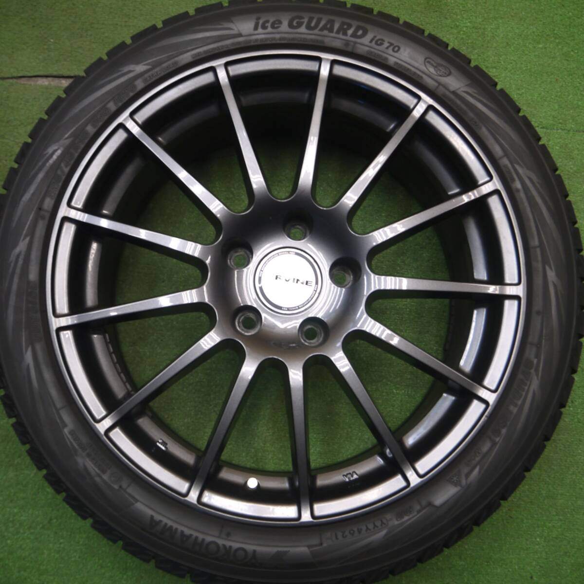 バリ溝!21年!キレイ!9分★BMW 等 IRVINE F01 225/45R18 スタッドレス ヨコハマ アイスガード iG70 アーヴィン 18インチ PCD120/5H★5021202Hス