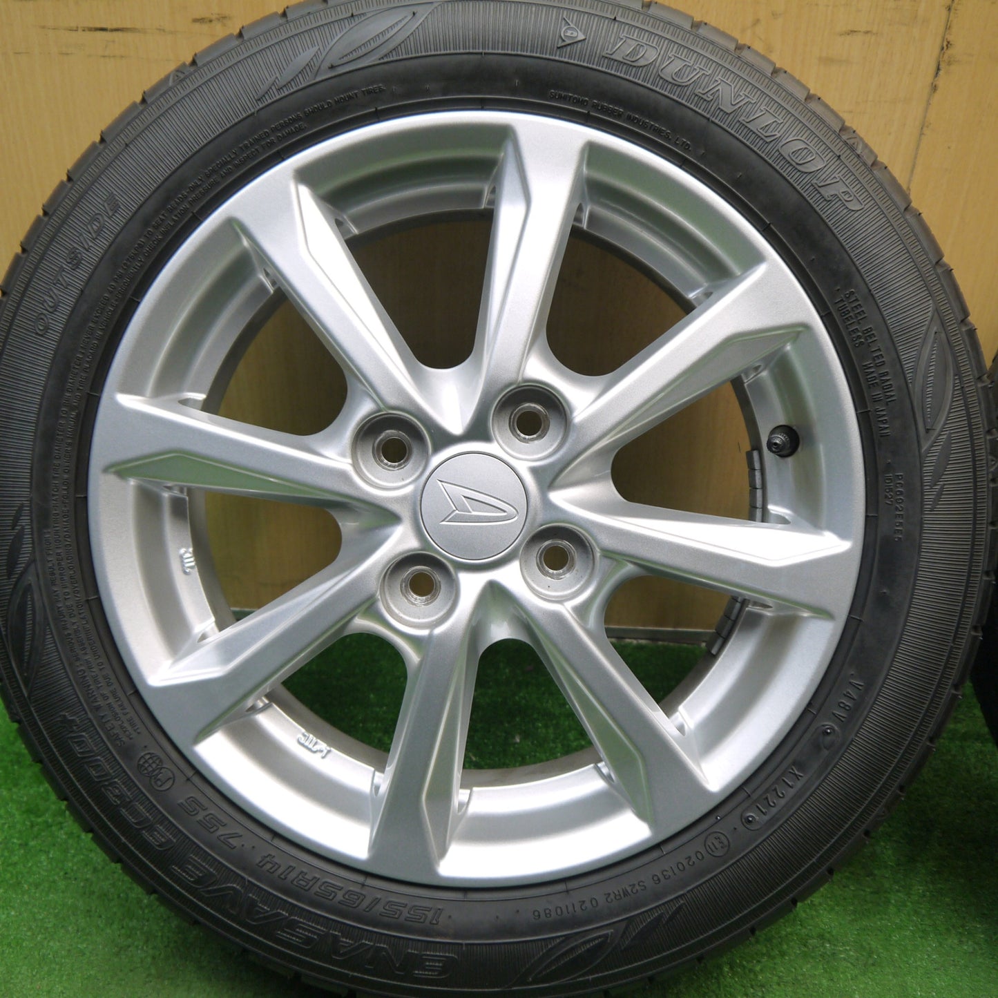 バリ溝!21年!キレイ!9.5分以上★ダイハツ タント ミライース 等 純正 155/65R14 ダンロップ エナセーブ EC300+ 14インチ PCD100/4H★5062503Hノ