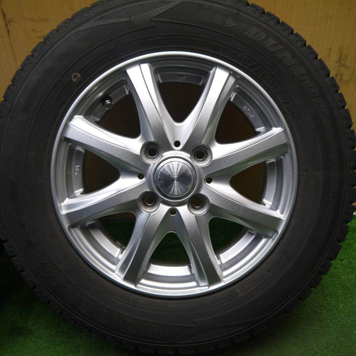 キレイ!22年★スタッドレス 145/80R13 ダンロップ ウインターマックス WM02 MACBES MB8 マクベス 13インチ PCD100/4H★5040809Hス