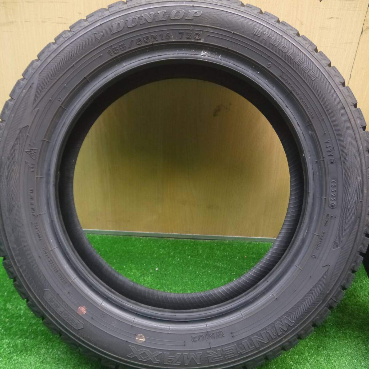 超バリ溝!22年!ほぼ10分★スタッドレス 155/65R14 ダンロップ ウインターマックス WM02 タイヤ 14インチ N-BOX ワゴンR タント ムーヴ等★4110602Hスタ