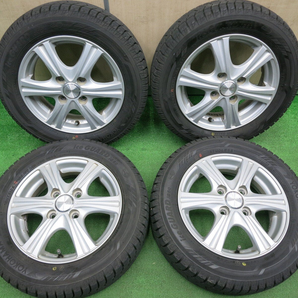 バリ溝!22年!キレイ!9.5分★スタッドレス 155/65R13 ヨコハマ アイスガード iG60 SIBILLA RZ シビラ 13インチ PCD100/4H★4122502NJス