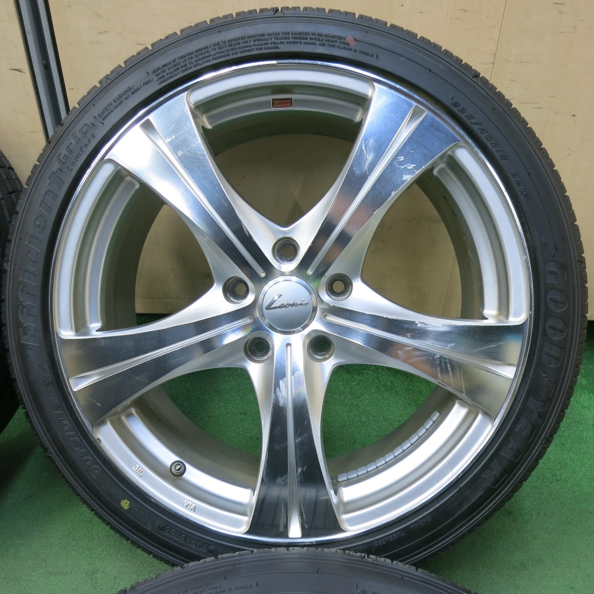 タイヤほぼ未使用!25年★Leonis FST 225/40R18 グッドイヤー EfficientGrip Comfort レオニス 18インチ PCD114.3/5H★5062608SYノ