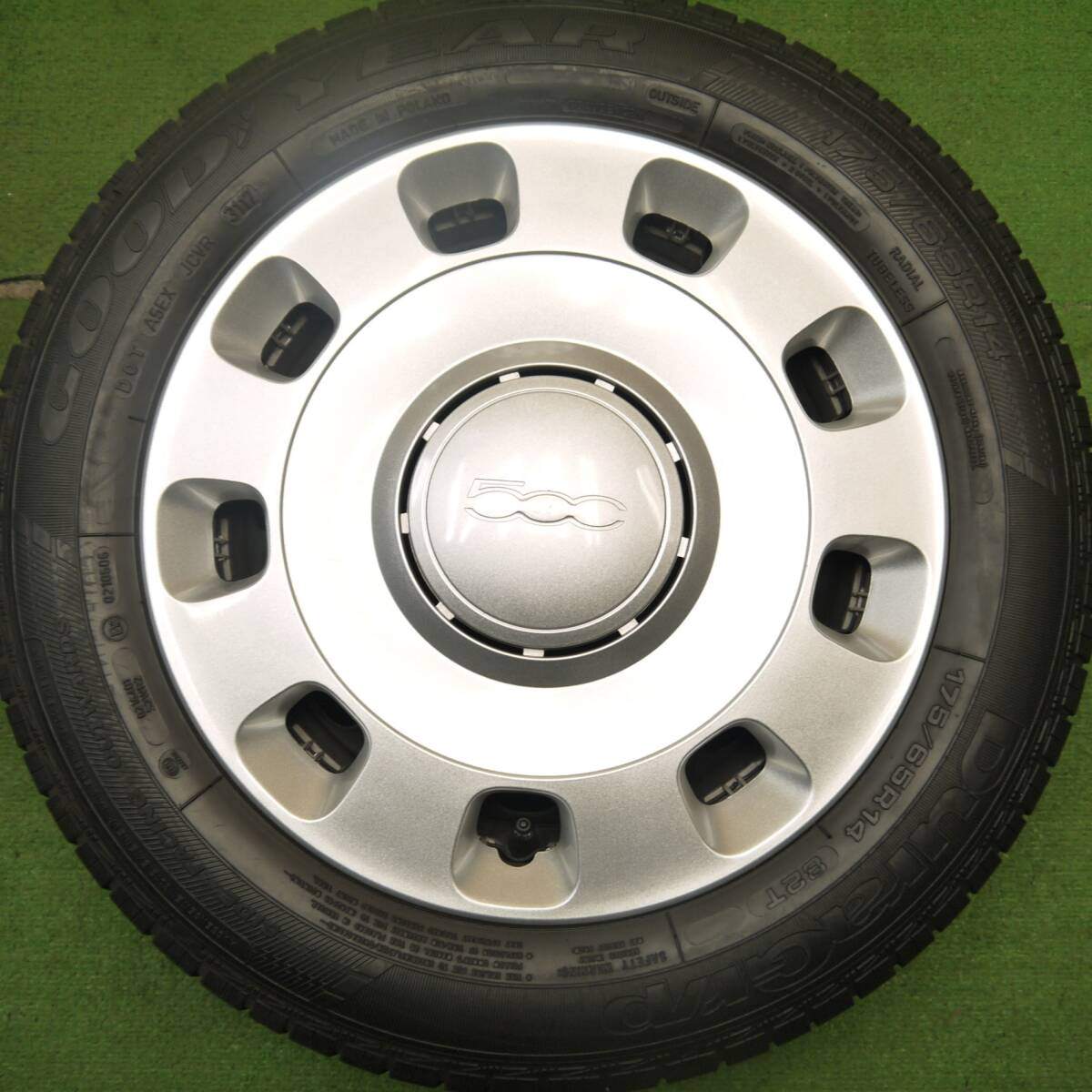 バリ溝!キレイ!9分★フィアット 500 純正 スチール 175/65R14 グッドイヤー DuraGrip 14インチ PCD98/4H★5032802Hノ