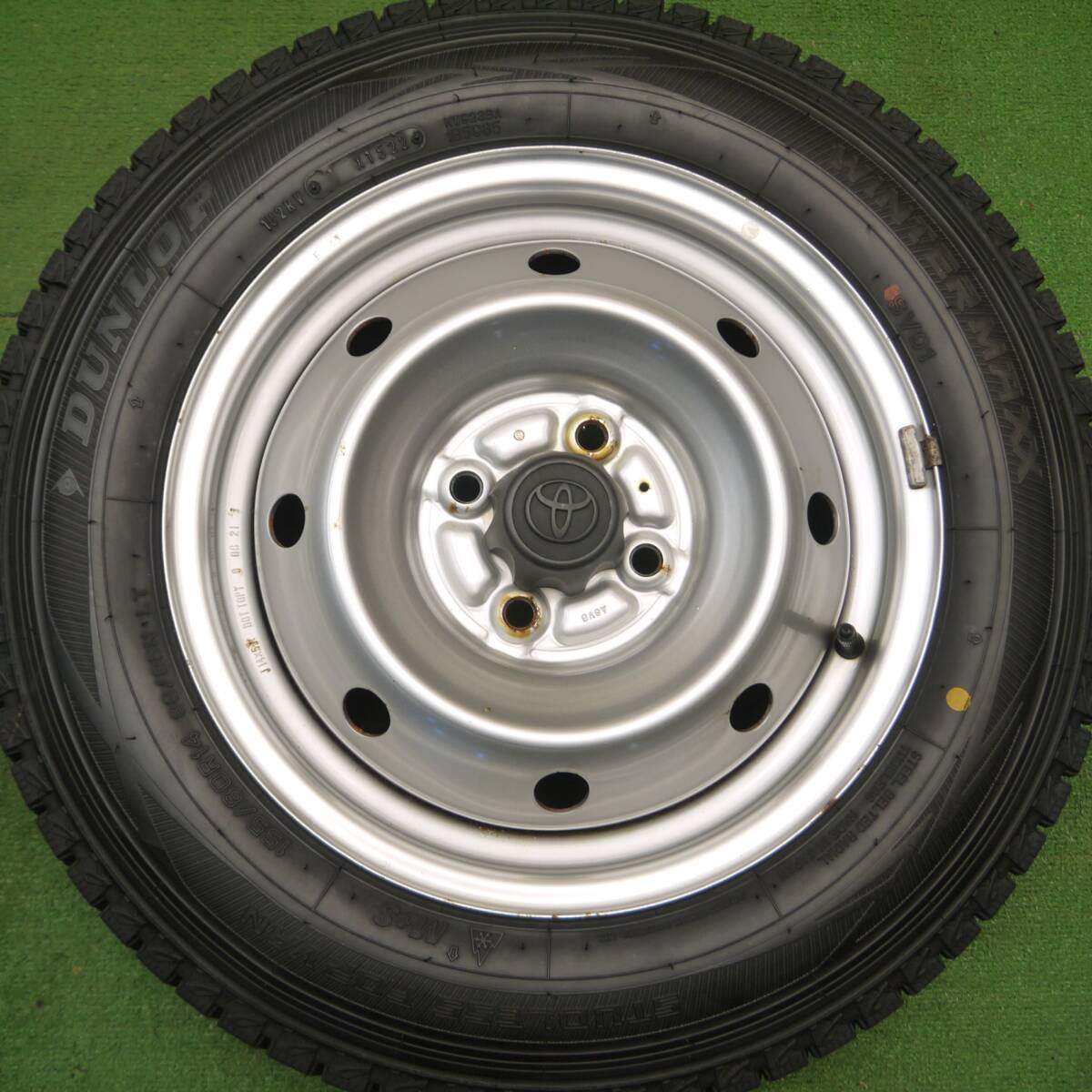 超バリ溝!22年!キレイ!ほぼ10分★トヨタ サクシード プロボックス 等 純正 スチール 155/80R14 88/86N スタッドレス ダンロップ ウインターマックス SV01 PCD100/4H★5010702Hス