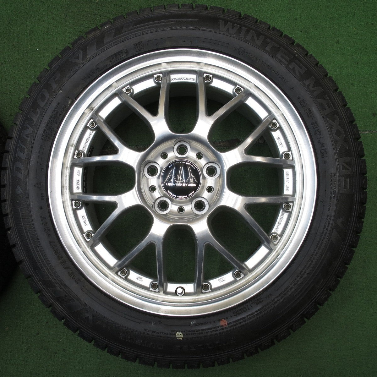 バリ溝!22年!ほぼ10分★BBS ASA REVOLUTION 215/55R17 スタッドレス ダンロップ ウインターマックス 03 17インチ PCD114.3/5H★5081204NJス