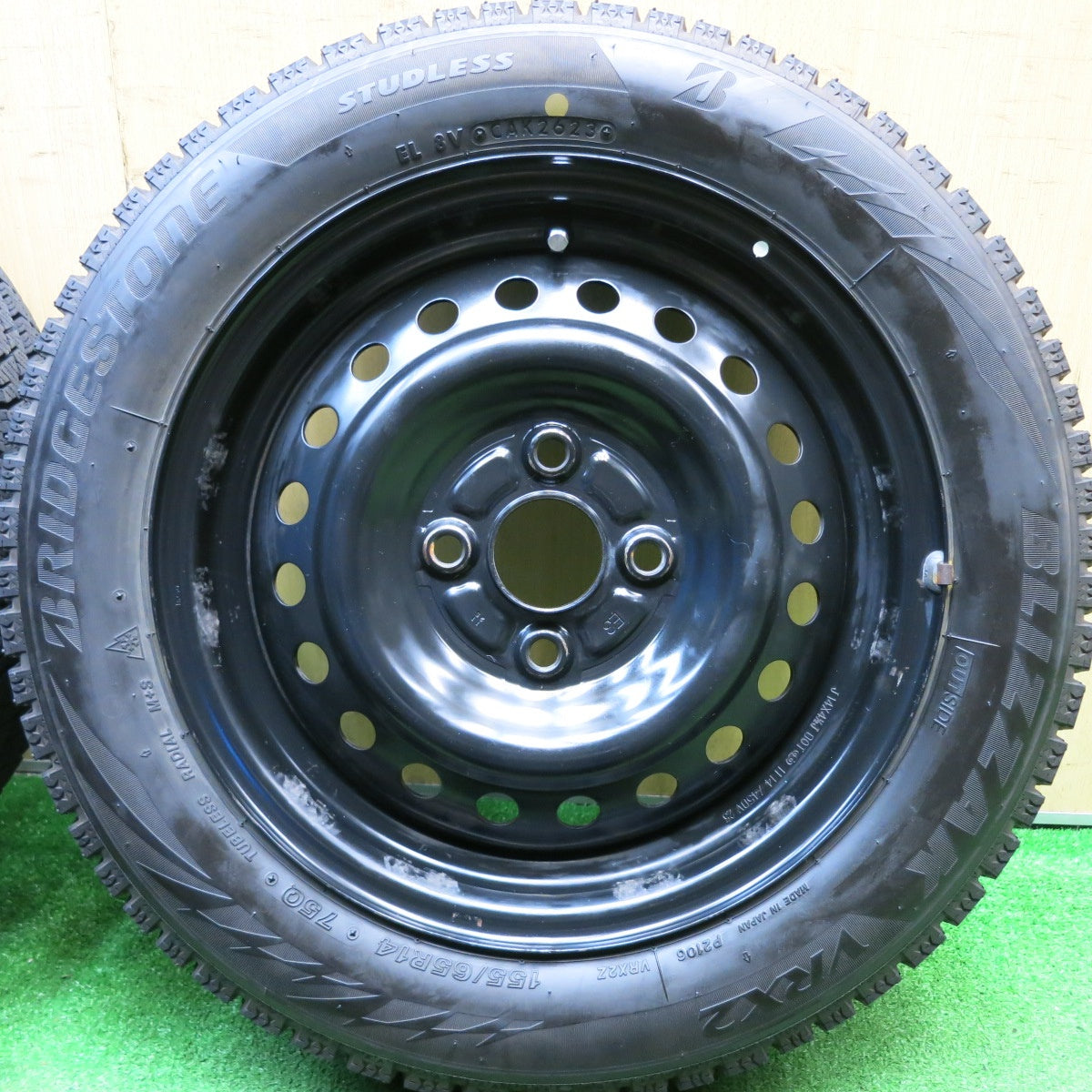 バリ溝!23年!キレイ!9分★スタッドレス 155/65R14 ブリヂストン ブリザック VRX2 スチール ホイール 14インチ PCD100/4H★5050503HAス