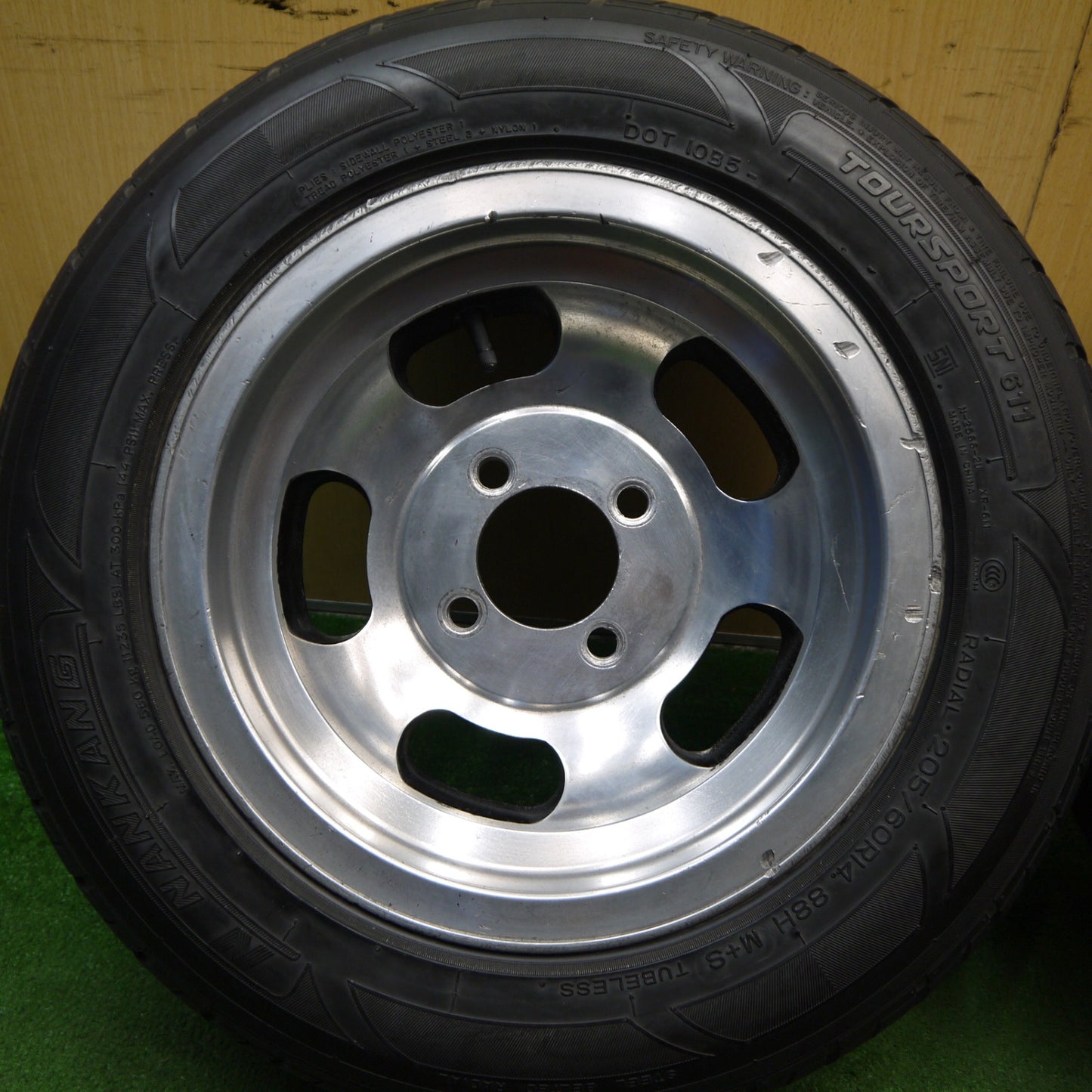 バリ溝!9分!2本★旧車 ASAHI AHP DISH 205/60R14 ナンカン TOURSPORT 611 アサヒ ディッシュ 14インチ PCD114.3/4H★5051303Hノ