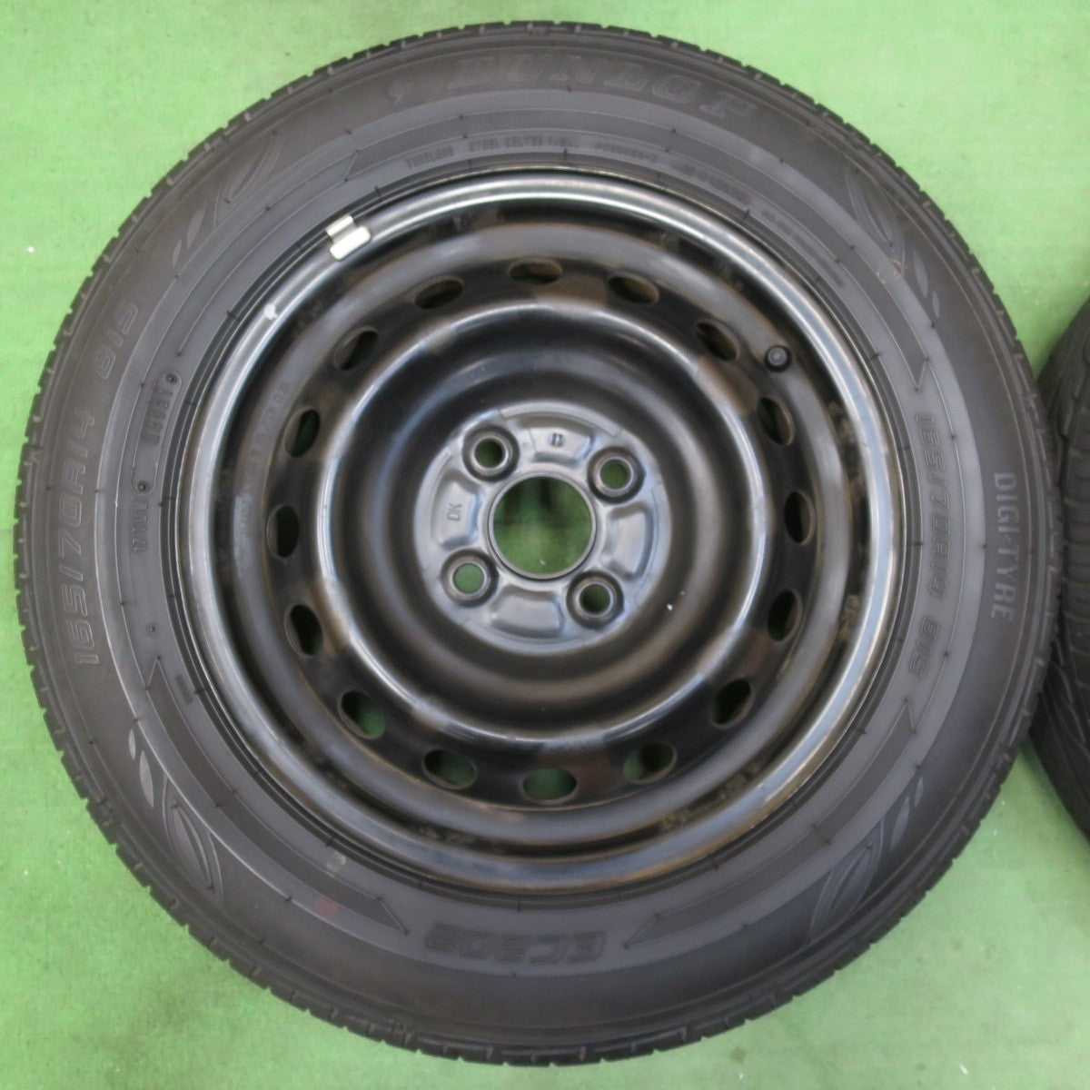 超バリ溝!21年!ほぼ10分★165/70R14 ダンロップ EC202 スチール ホイール 14インチ PCD100/4H★5040803イノ