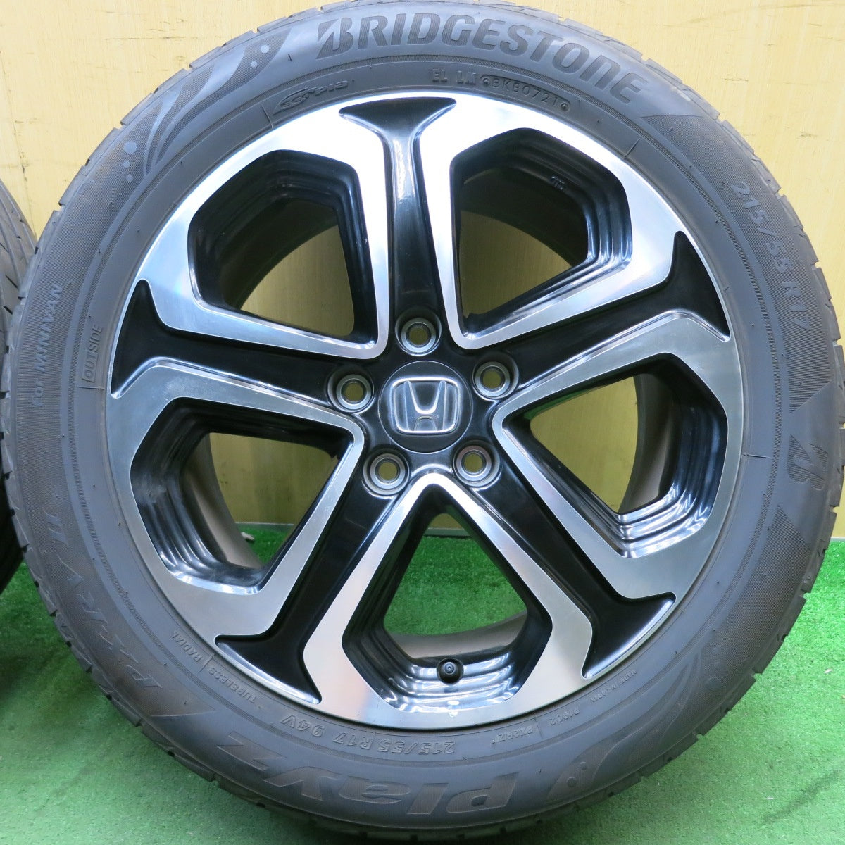 バリ溝!21年!9.5分★ホンダ ヴェゼル 純正 ENKEI 215/55R17 ブリヂストン プレイズ PX-RV2 17インチ エンケイ PCD114.3/5H★5090409HAノ