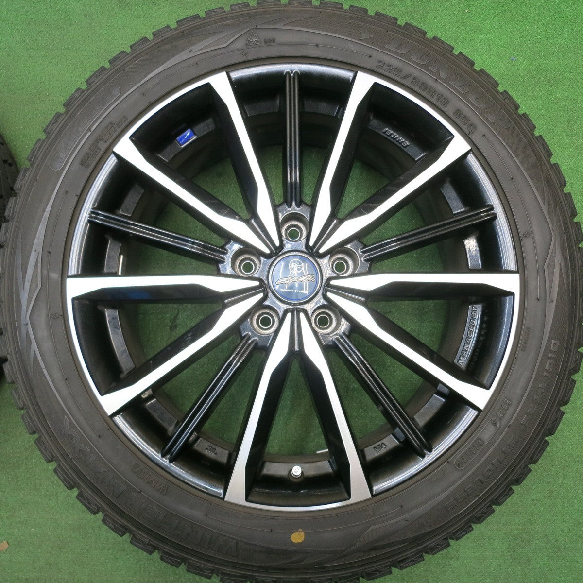バリ溝!9分★スタッドレス 225/50R18 ダンロップ ウインターマックス WM01 SMACK ENKEI スマック エンケイ 18インチ PCD114.3/5H★5050509HAス