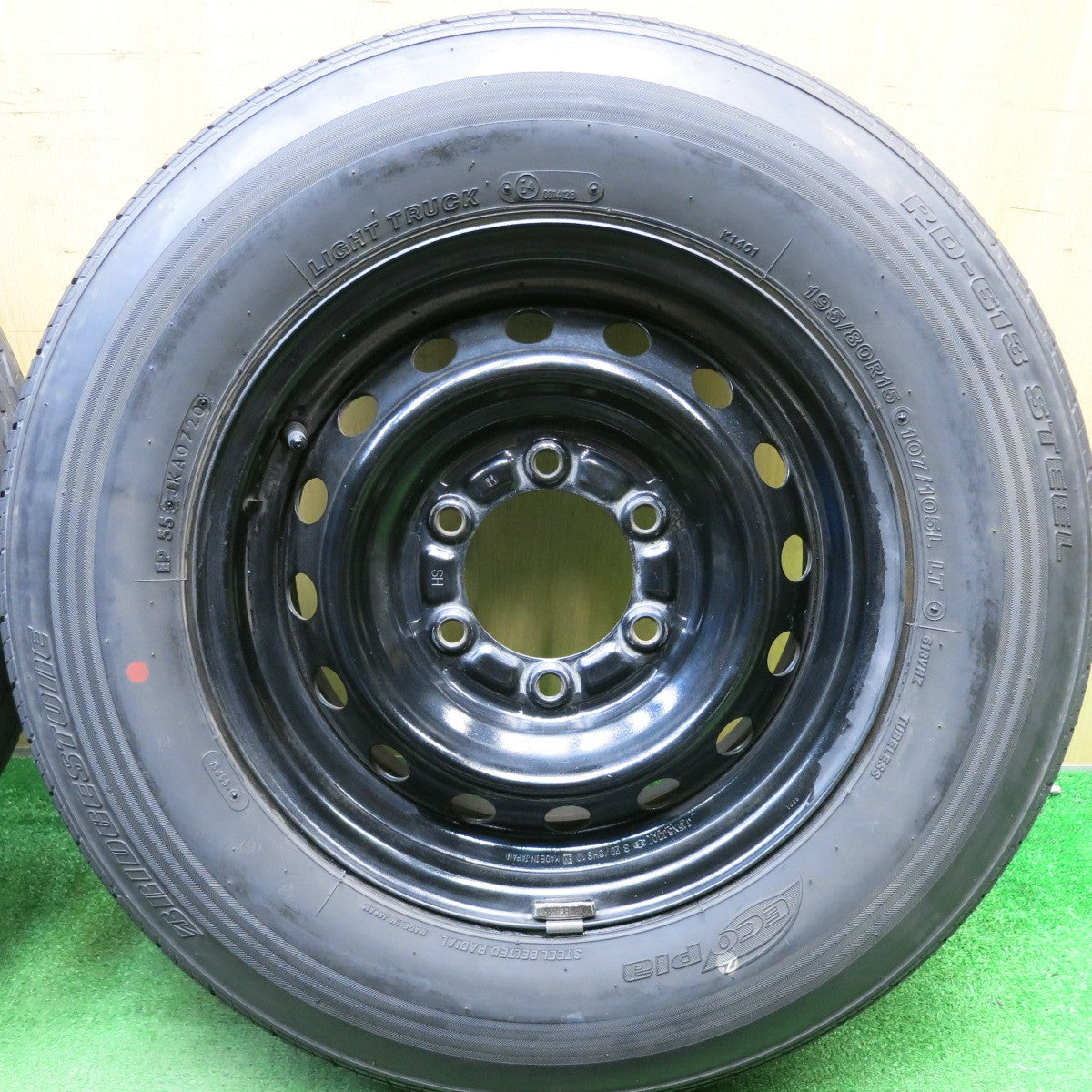 バリ溝!キレイ!9分★トヨタ ハイエース 純正 スチール 195/80R15 107/105L ブリヂストン RD-613 STEEL エコピア 15インチ PCD139.7/6H★5050306HAノ