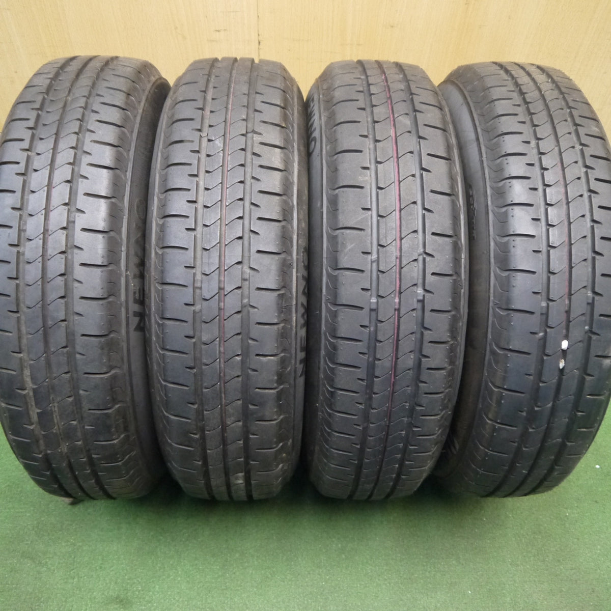 ほぼ未使用!24年◎155/80R13 ブリヂストン NEWNO 社外 アルミ ホイール ニューノ 13インチ PCD100 114.3/4H マルチ◎6081203Hノ