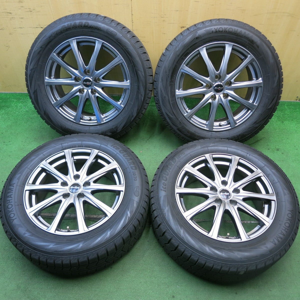 バリ溝!21年!キレイ!9.5分以上★スタッドレス 225/60R17 ヨコハマ アイスガード iG70 EuroSpeed MANARAY SPORT ユーロスピード マナレイ 17インチ PCD114.3/5H★5082401HAス